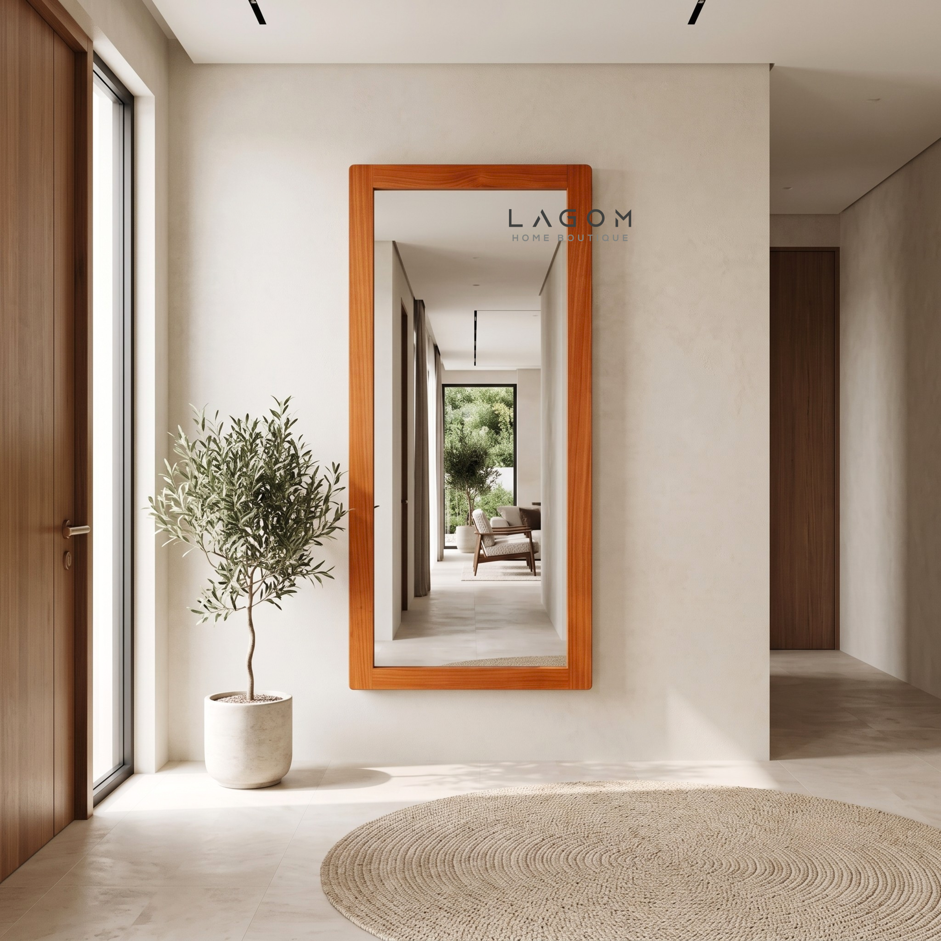 183 cm Teak Full-Body Mirror | Freestanding & Wall-Mounted