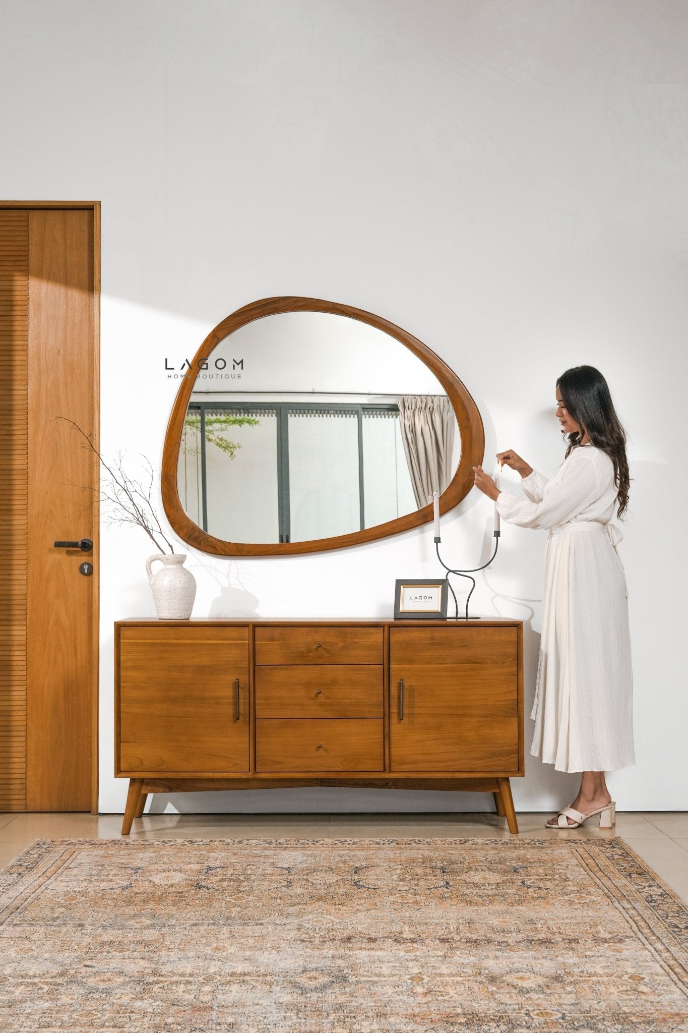 99 cm Hanging Teak Mirror | Timeless Design - Mirror - Lagom Home Boutique