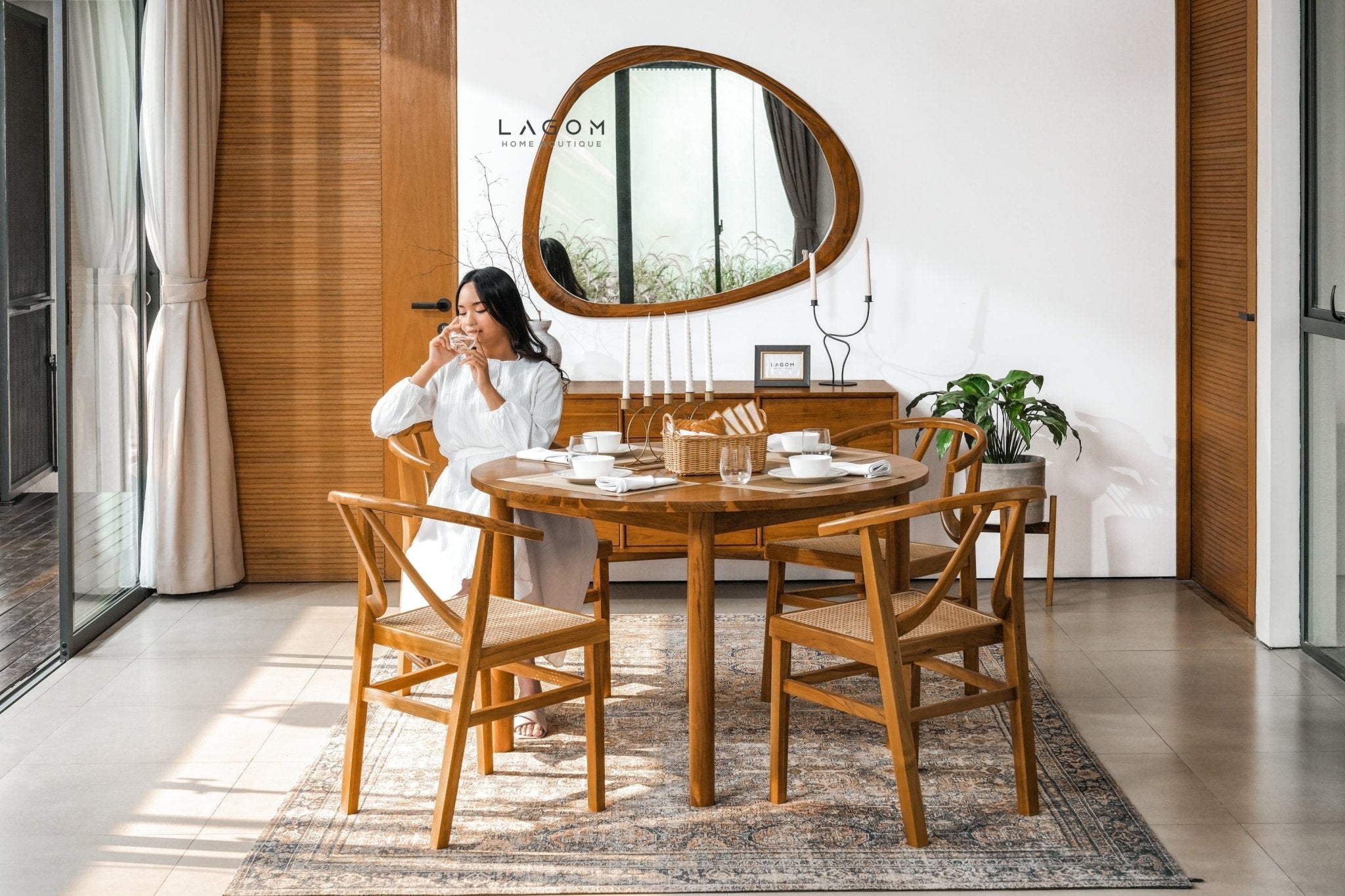 99 cm Hanging Teak Mirror | Timeless Design - Mirror - Lagom Home Boutique