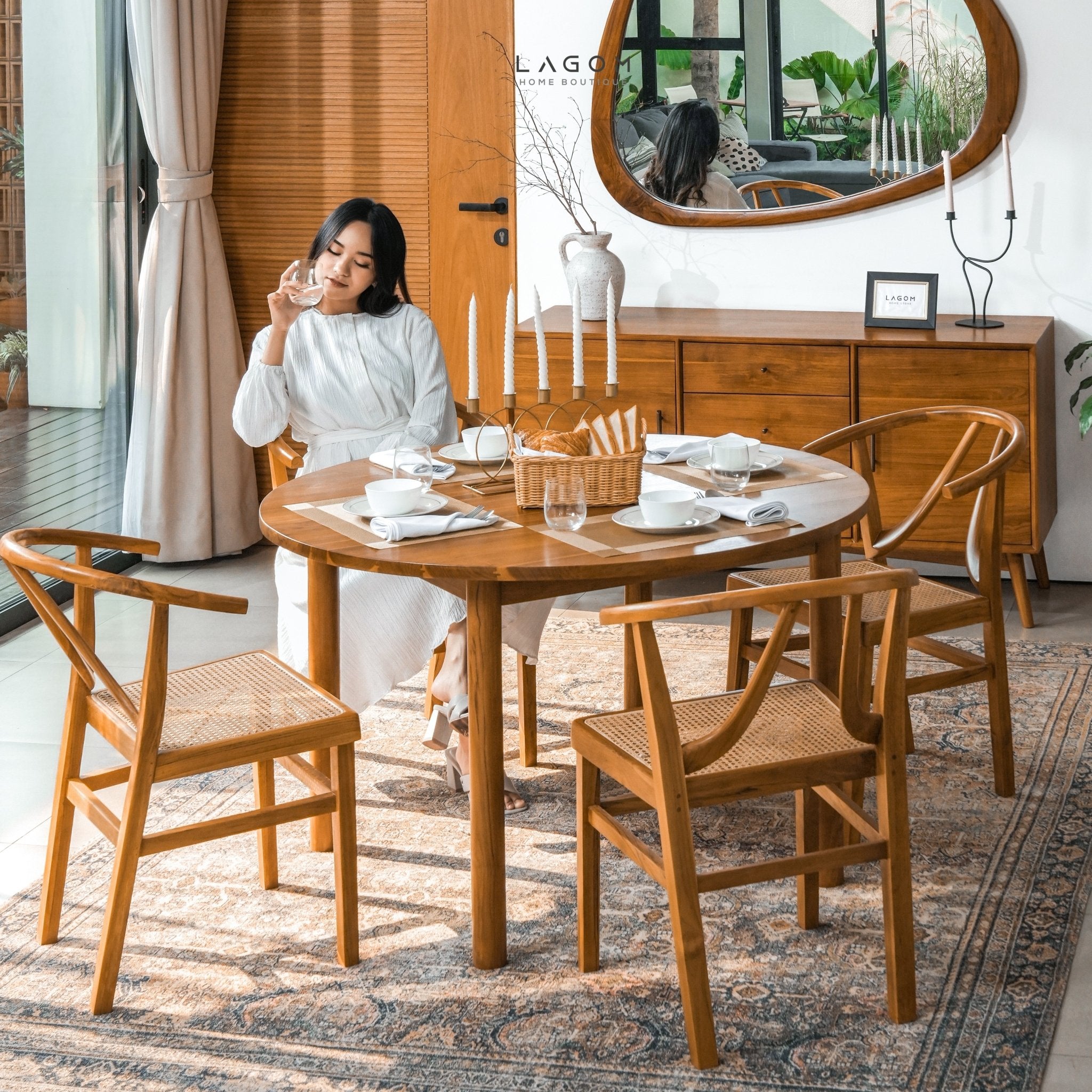 99 cm Hanging Teak Mirror | Timeless Design - Mirror - Lagom Home Boutique