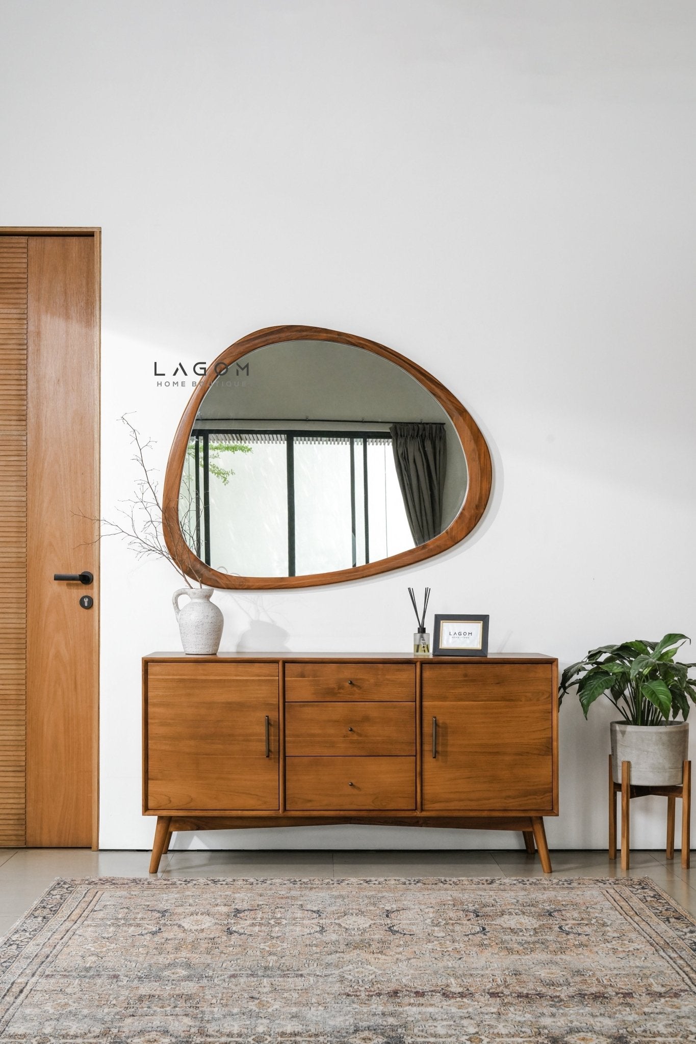 99 cm Hanging Teak Mirror | Timeless Design - Mirror - Lagom Home Boutique