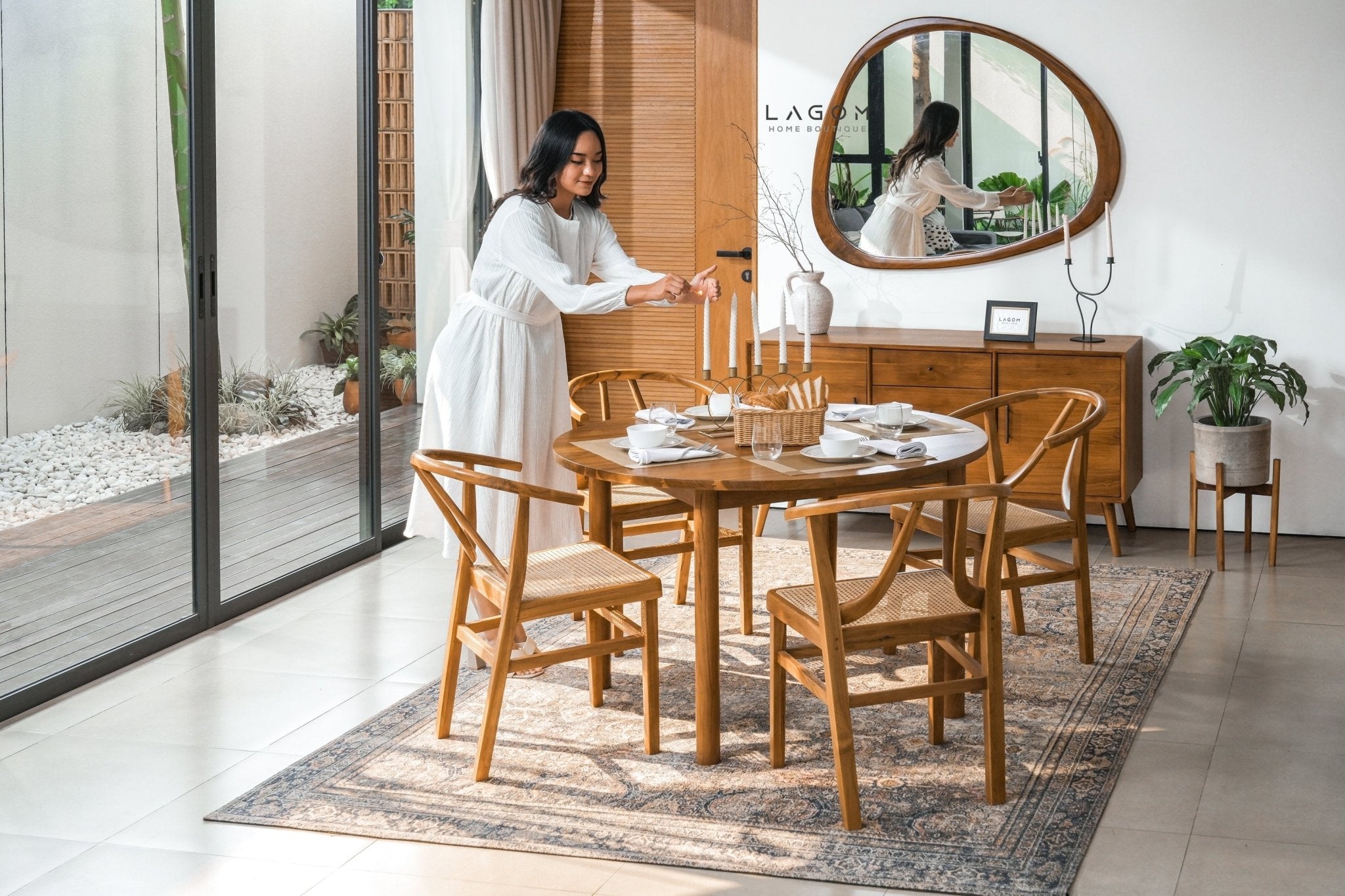 99 cm Hanging Teak Mirror | Timeless Design - Mirror - Lagom Home Boutique