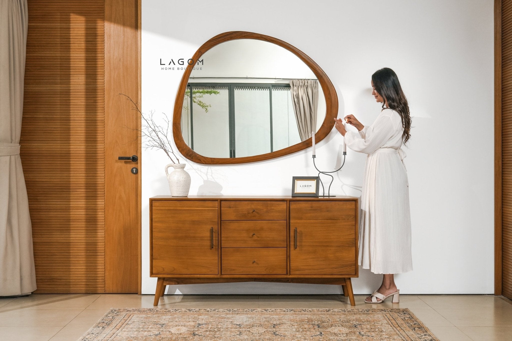 99 cm Hanging Teak Mirror | Timeless Design - Mirror - Lagom Home Boutique