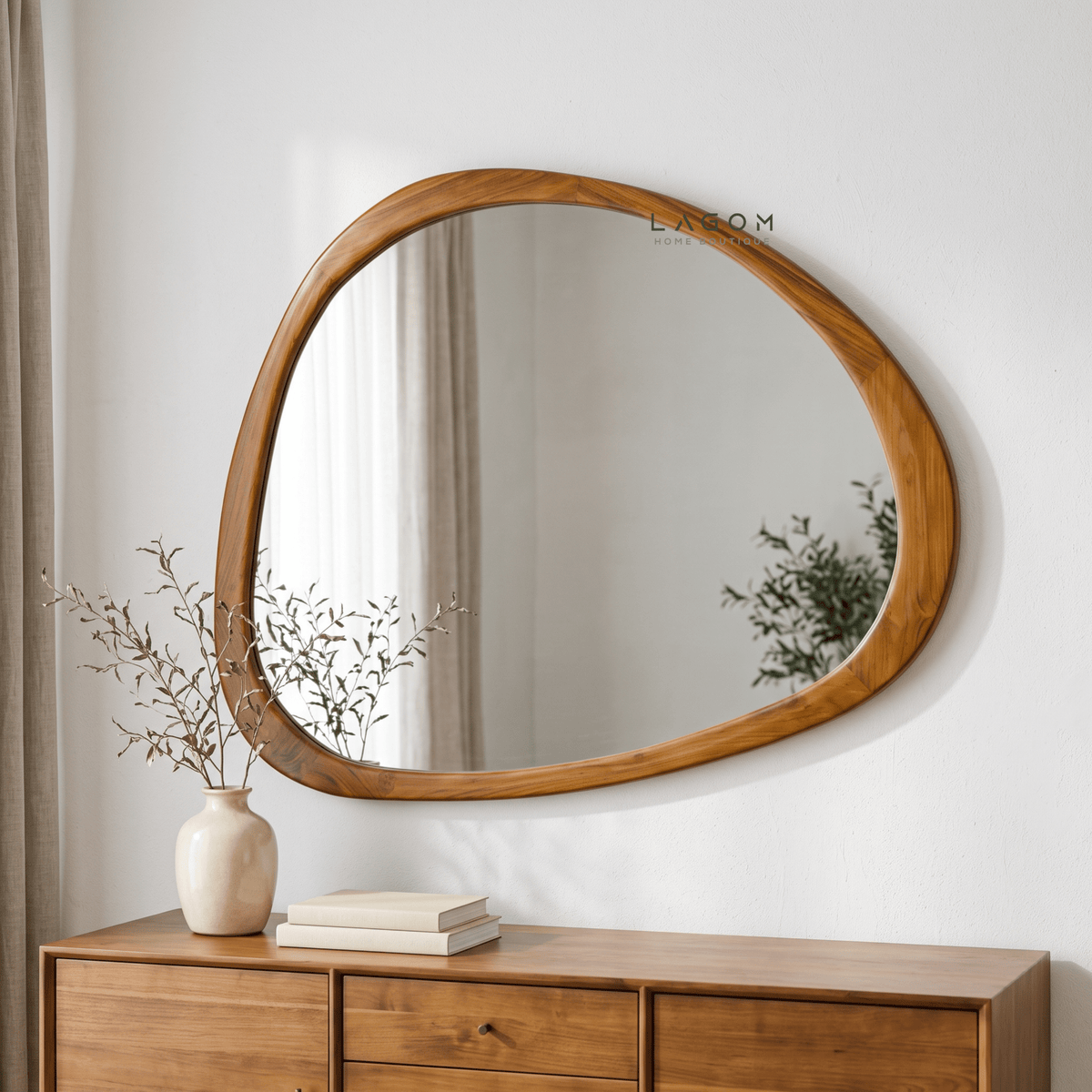 99 cm Hanging Teak Mirror | Timeless Design-Mirror-Lagom Home Boutique