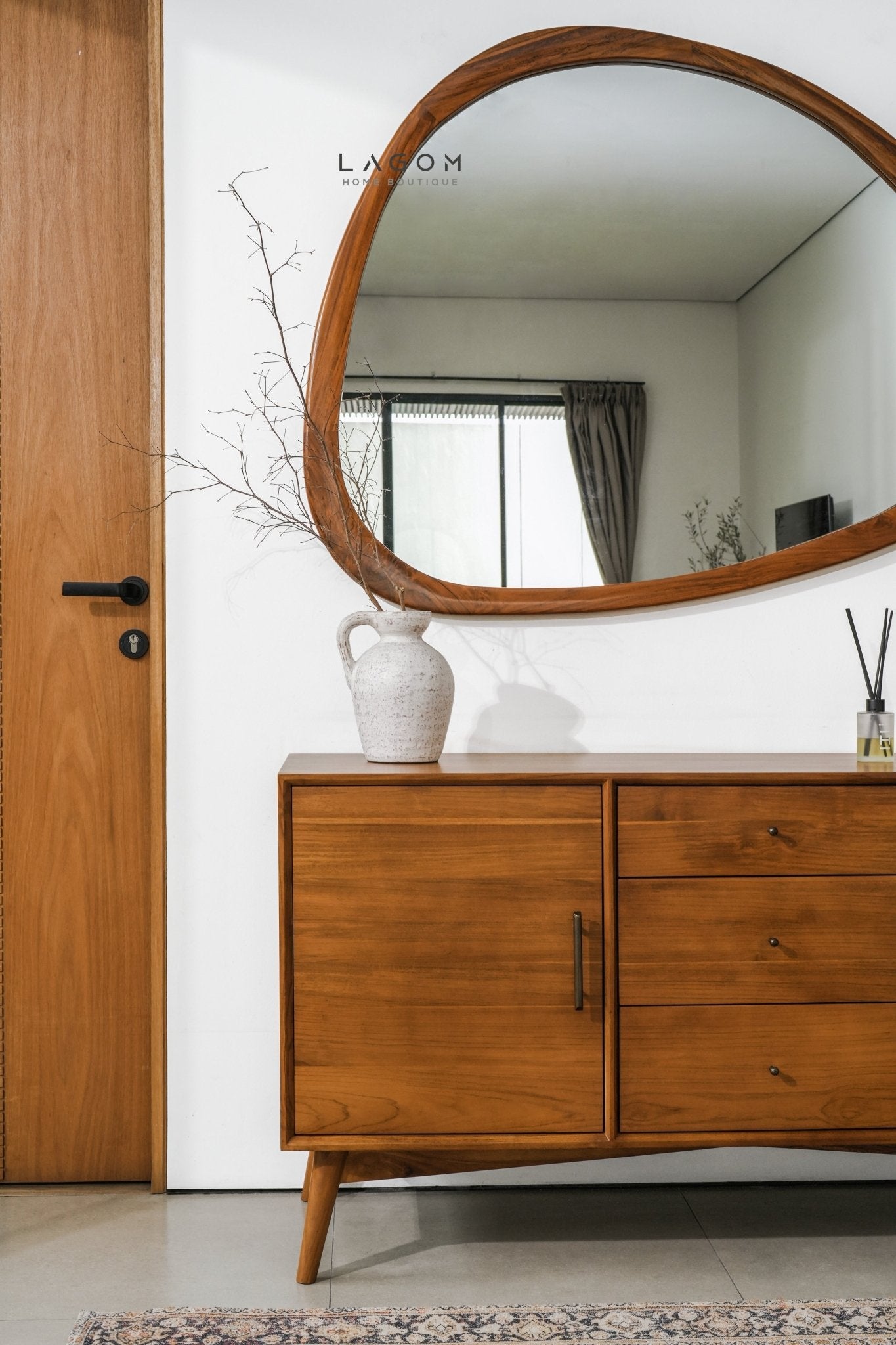 99 cm Hanging Teak Mirror | Timeless Design - Mirror - Lagom Home Boutique