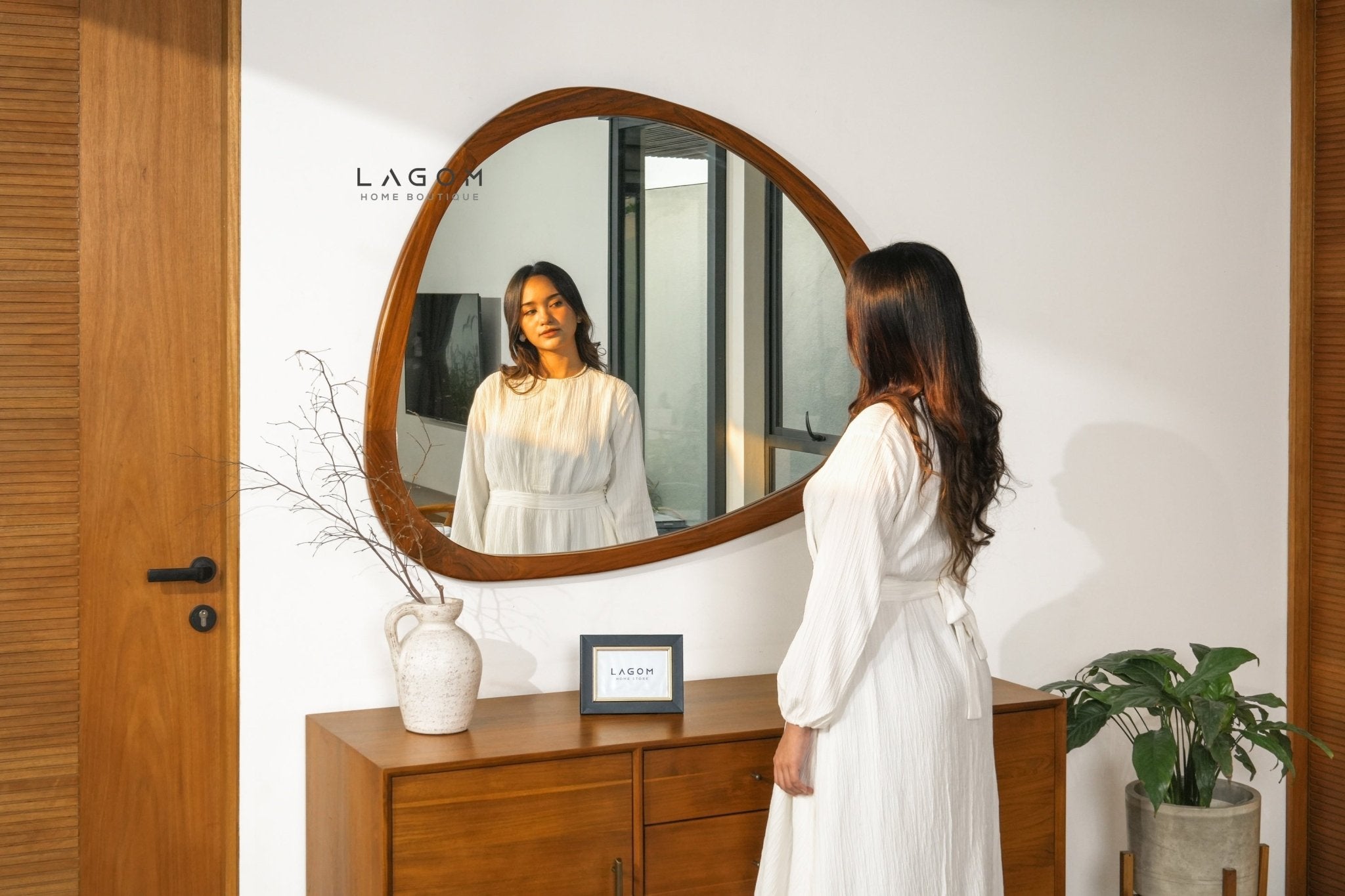 99 cm Hanging Teak Mirror | Timeless Design - Mirror - Lagom Home Boutique