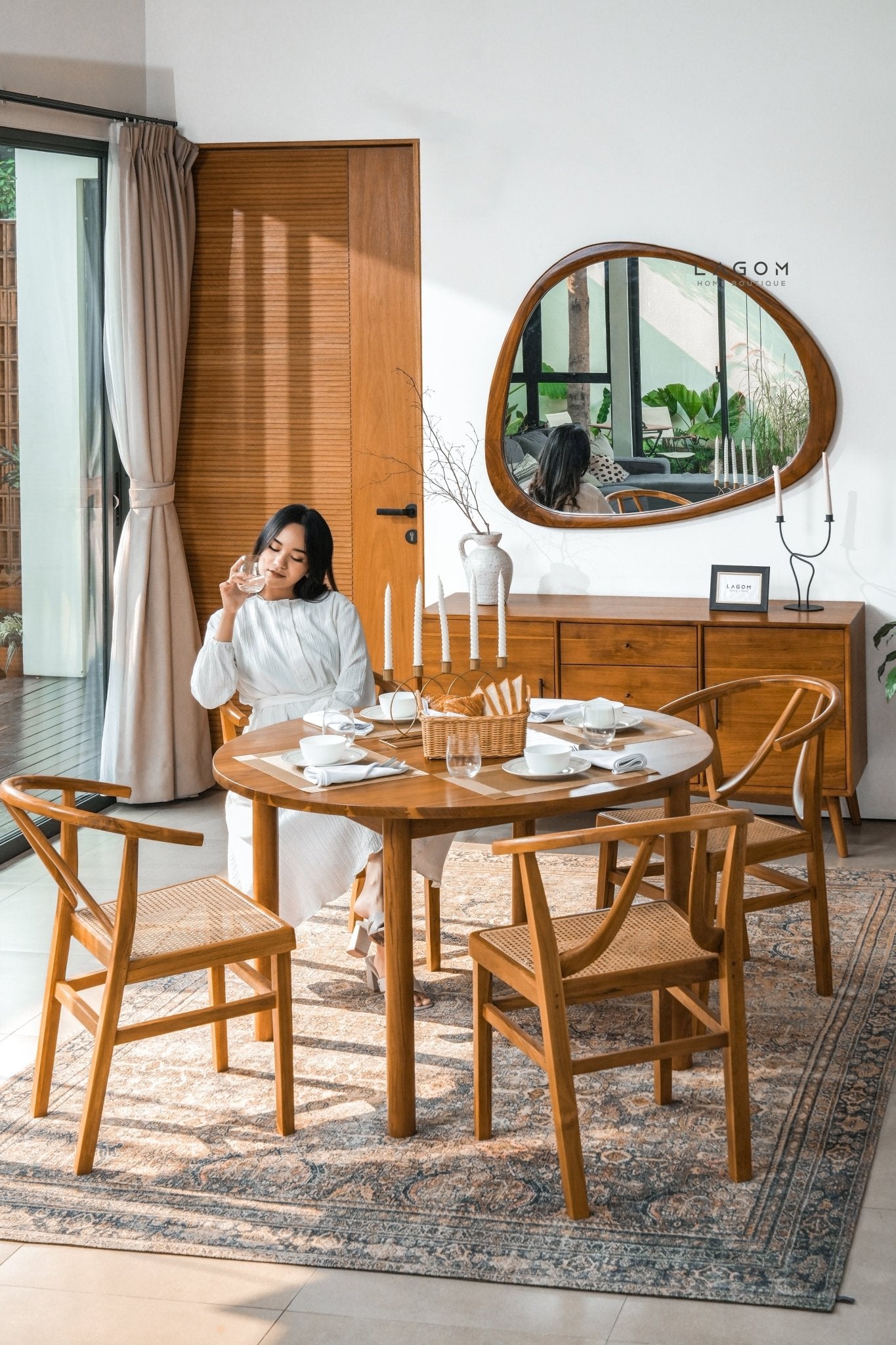 99 cm Hanging Teak Mirror | Timeless Design - Mirror - Lagom Home Boutique