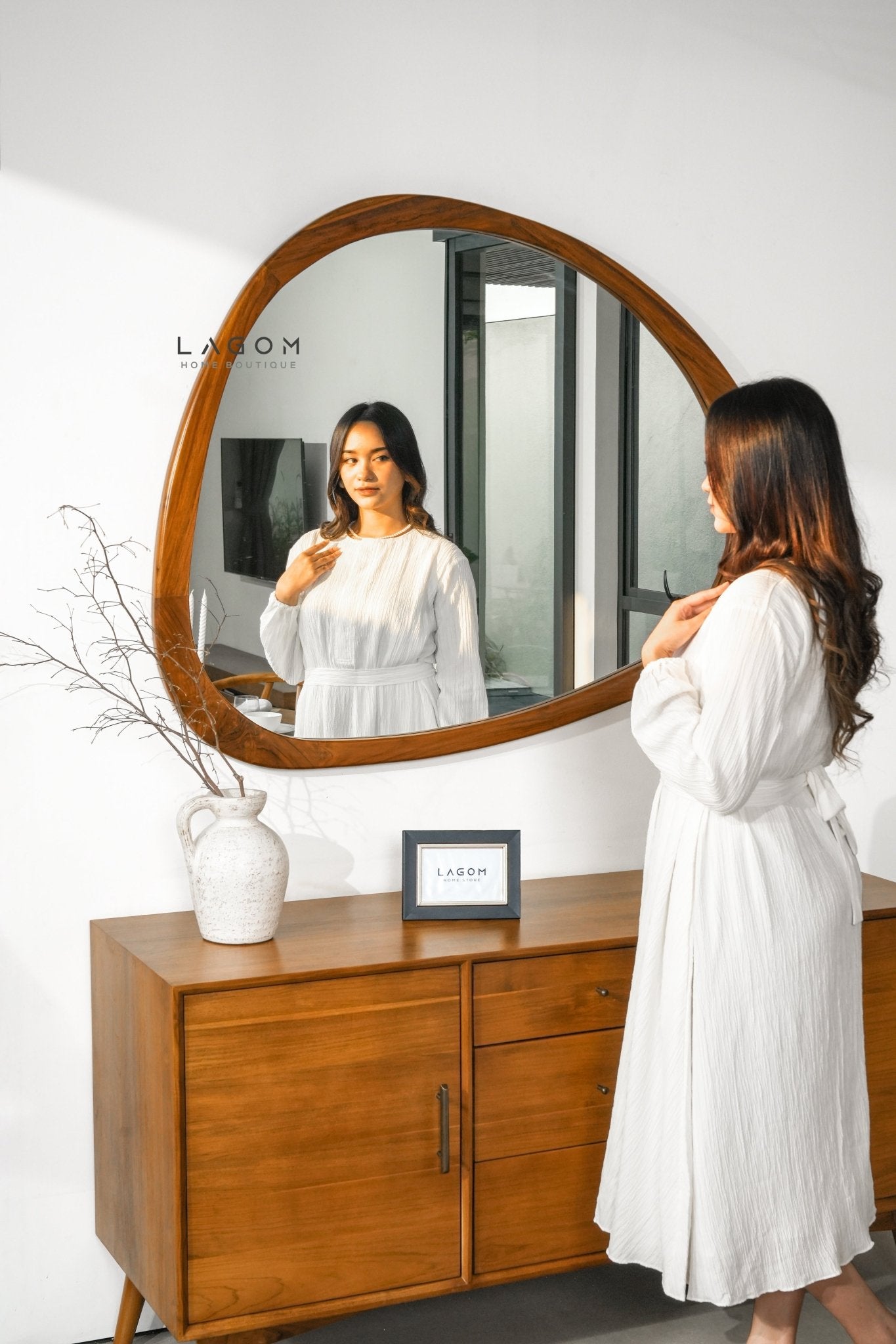 99 cm Hanging Teak Mirror | Timeless Design - Mirror - Lagom Home Boutique