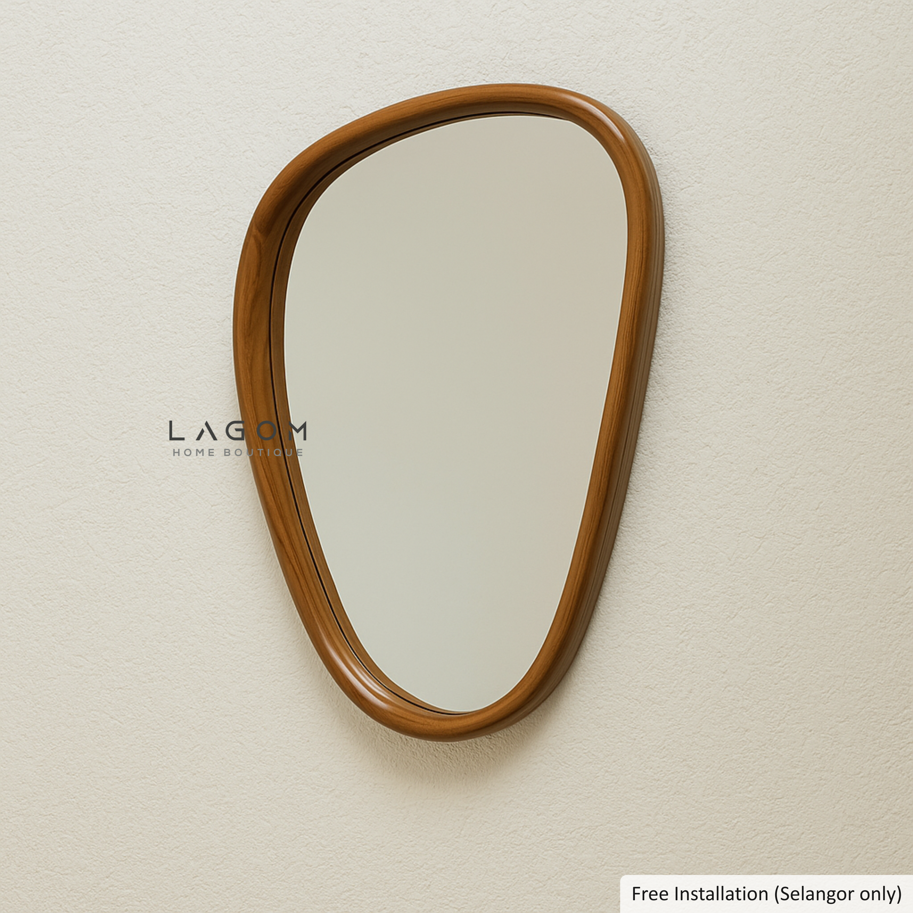 55 cm Asymmetrical Teak Wall Mirror