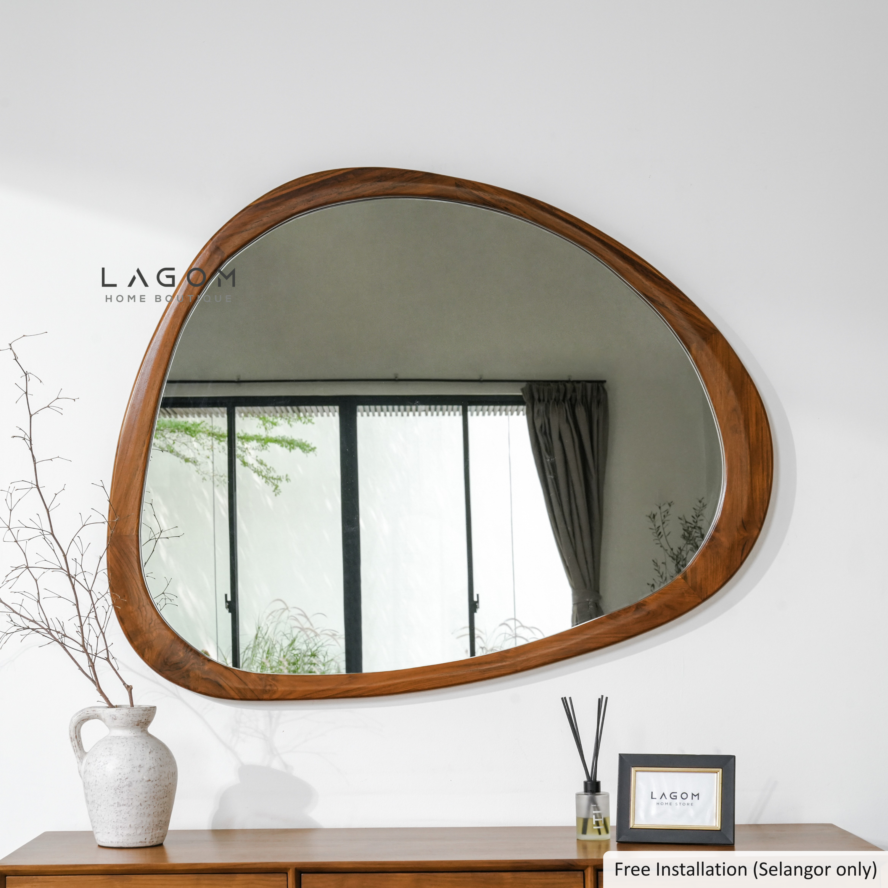 99 cm Hanging Teak Mirror | Timeless Design