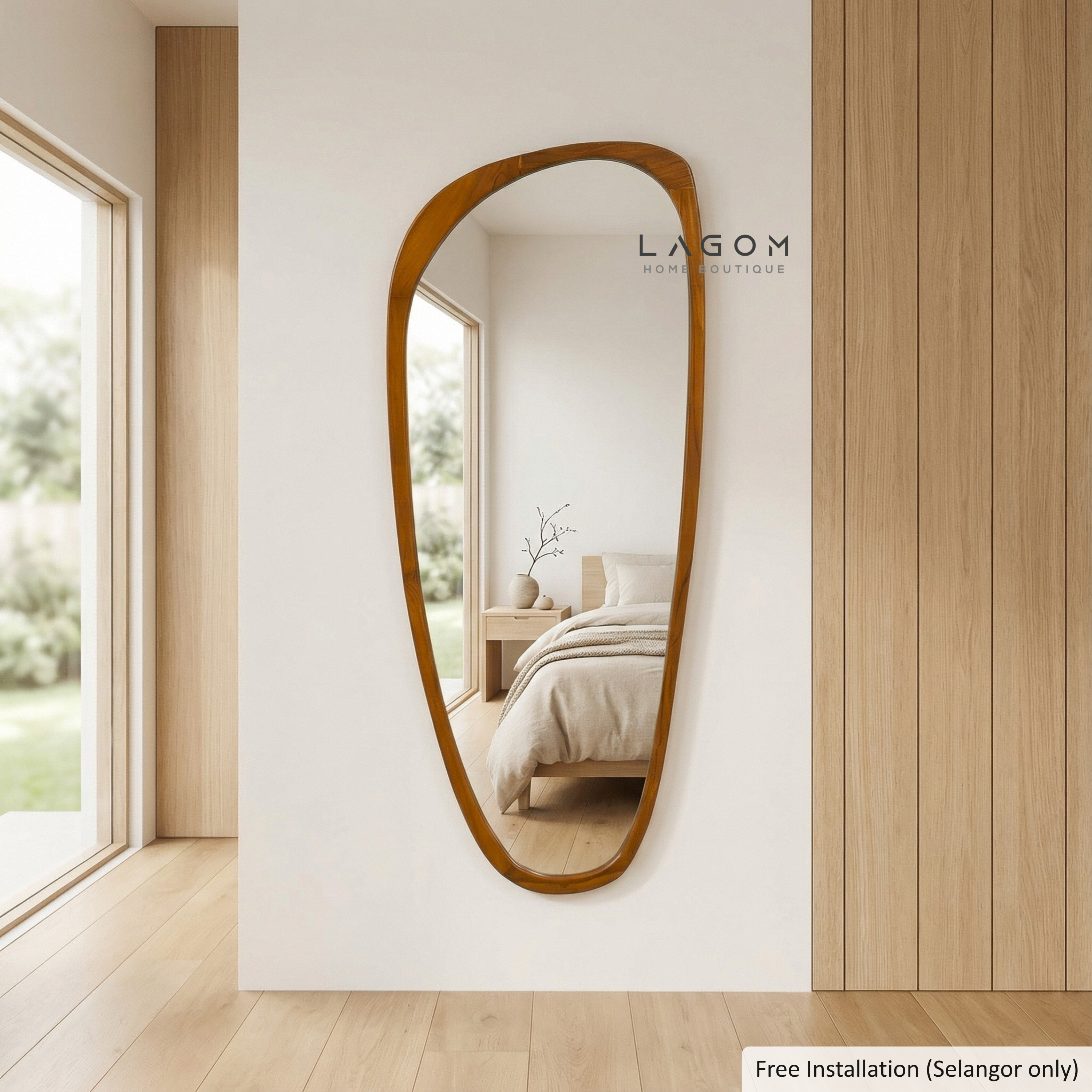 167 cm Full-Body Teak Wall Mirror