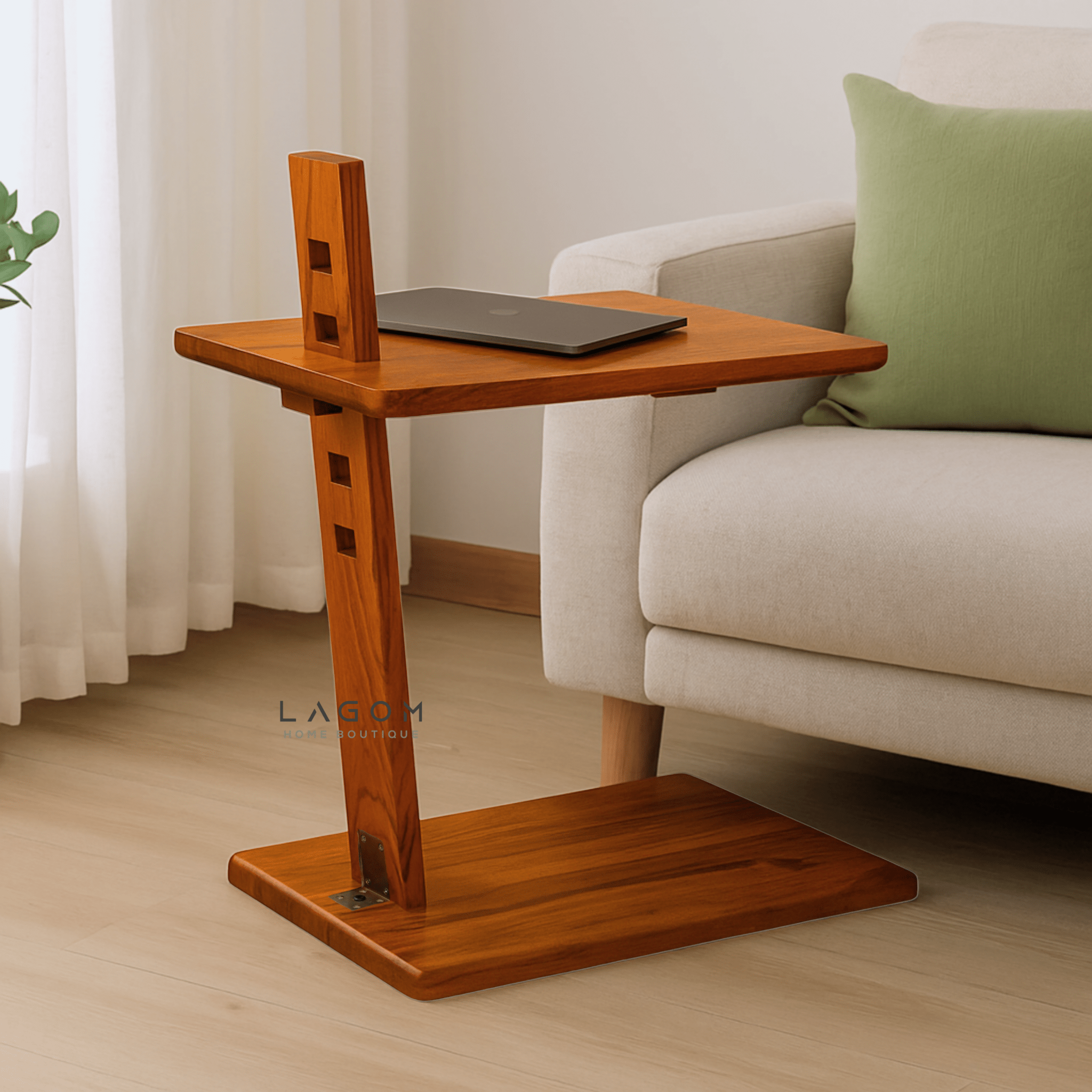 Adjustable Height Teak Side Table - Side Table - Lagom Home Boutique