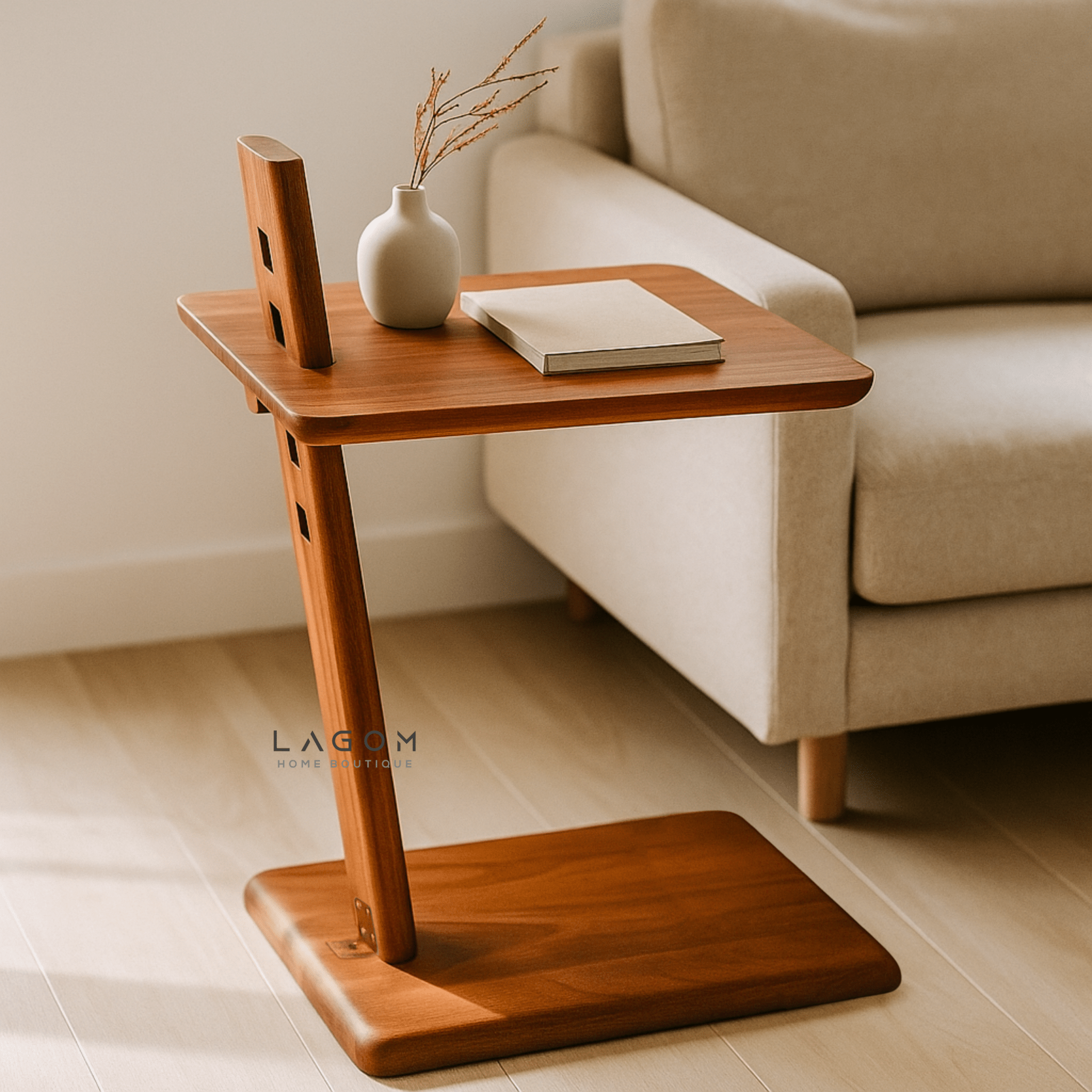 Adjustable Height Teak Side Table - Side Table - Lagom Home Boutique