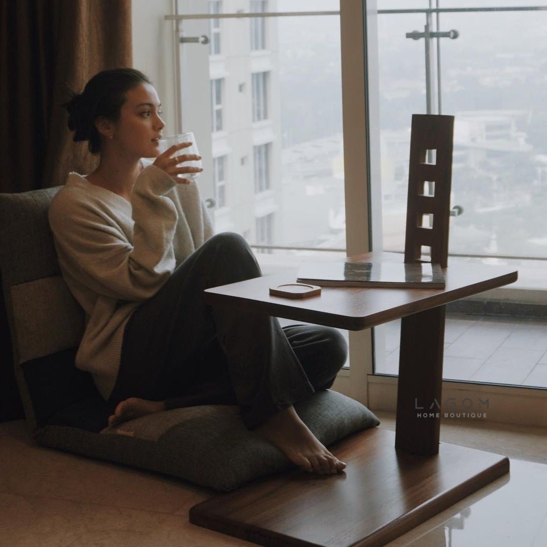 Adjustable Teak Side Table - Side Table - Lagom Home Boutique