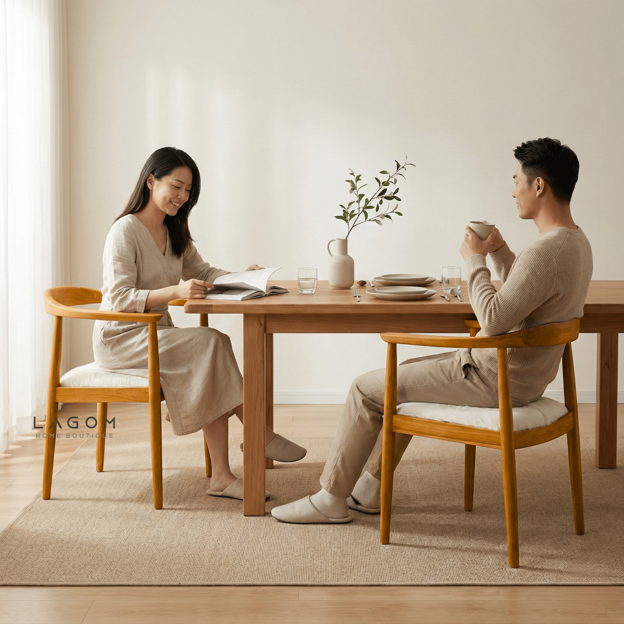 Artisan Accent Chair in Solid Teak & Natural Goat Hide - Chair - Lagom Home Boutique
