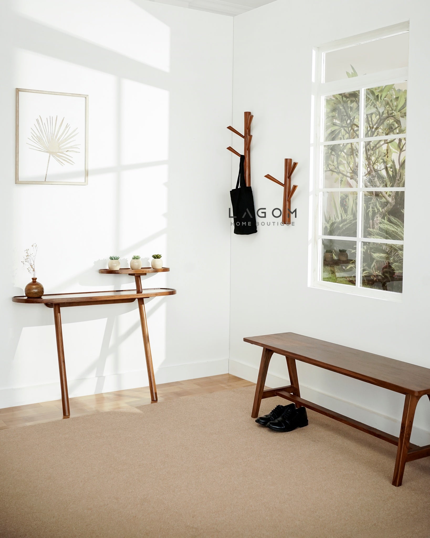 Branch - Shaped Teak Wall Hanger Set - Wall Coat Hanger - Lagom Home Boutique