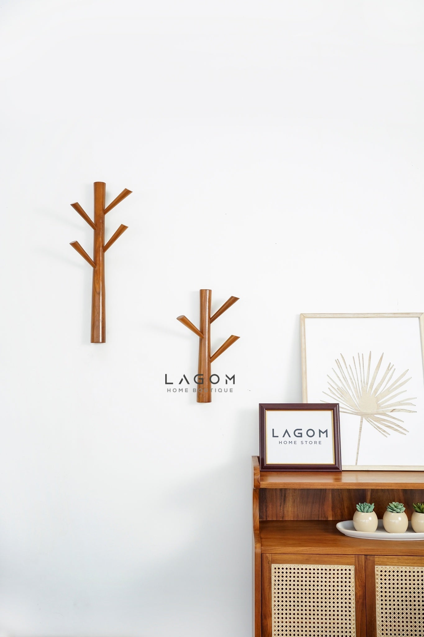 Branch - Shaped Teak Wall Hanger Set - Wall Coat Hanger - Lagom Home Boutique