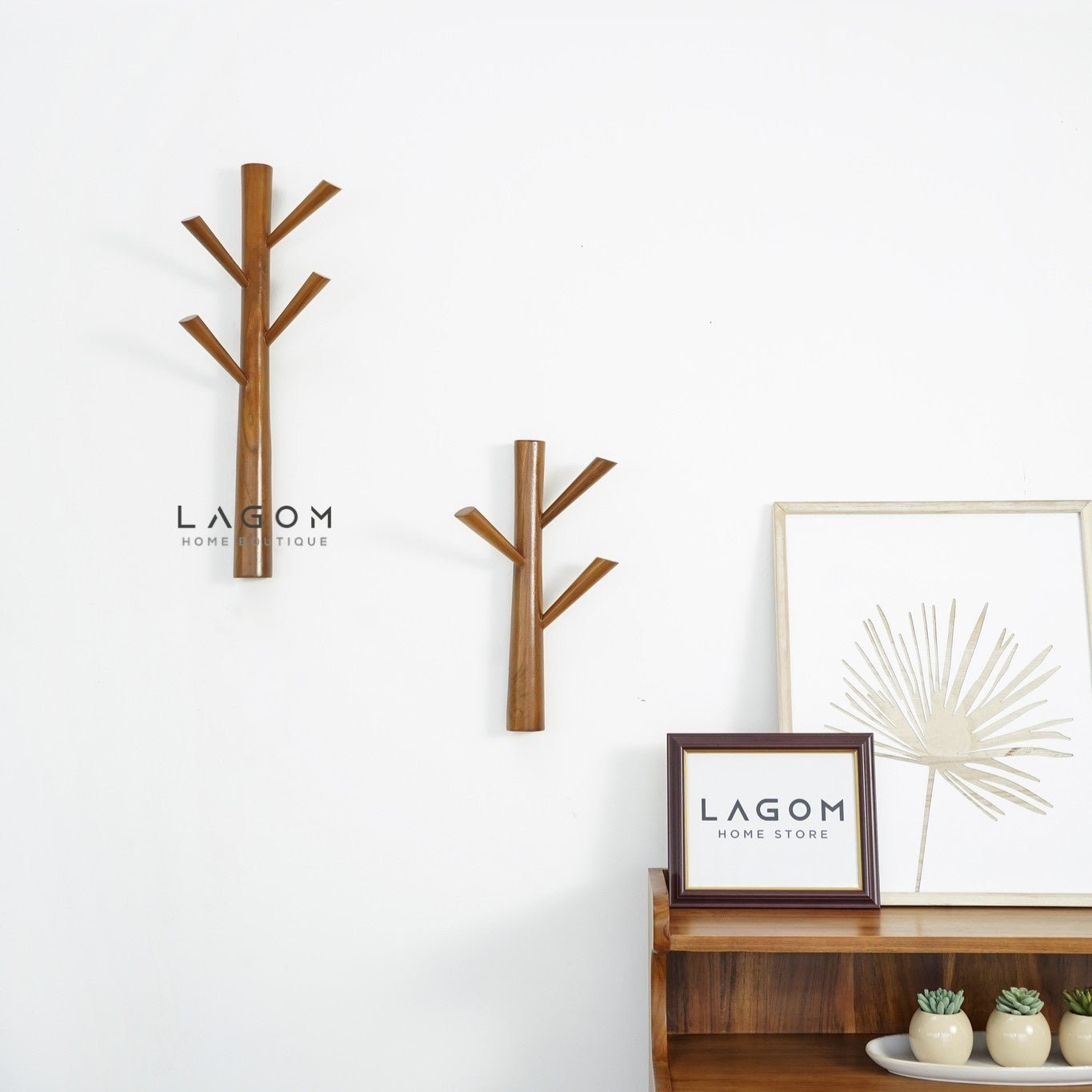 Branch - Shaped Teak Wall Hanger Set - Wall Coat Hanger - Lagom Home Boutique