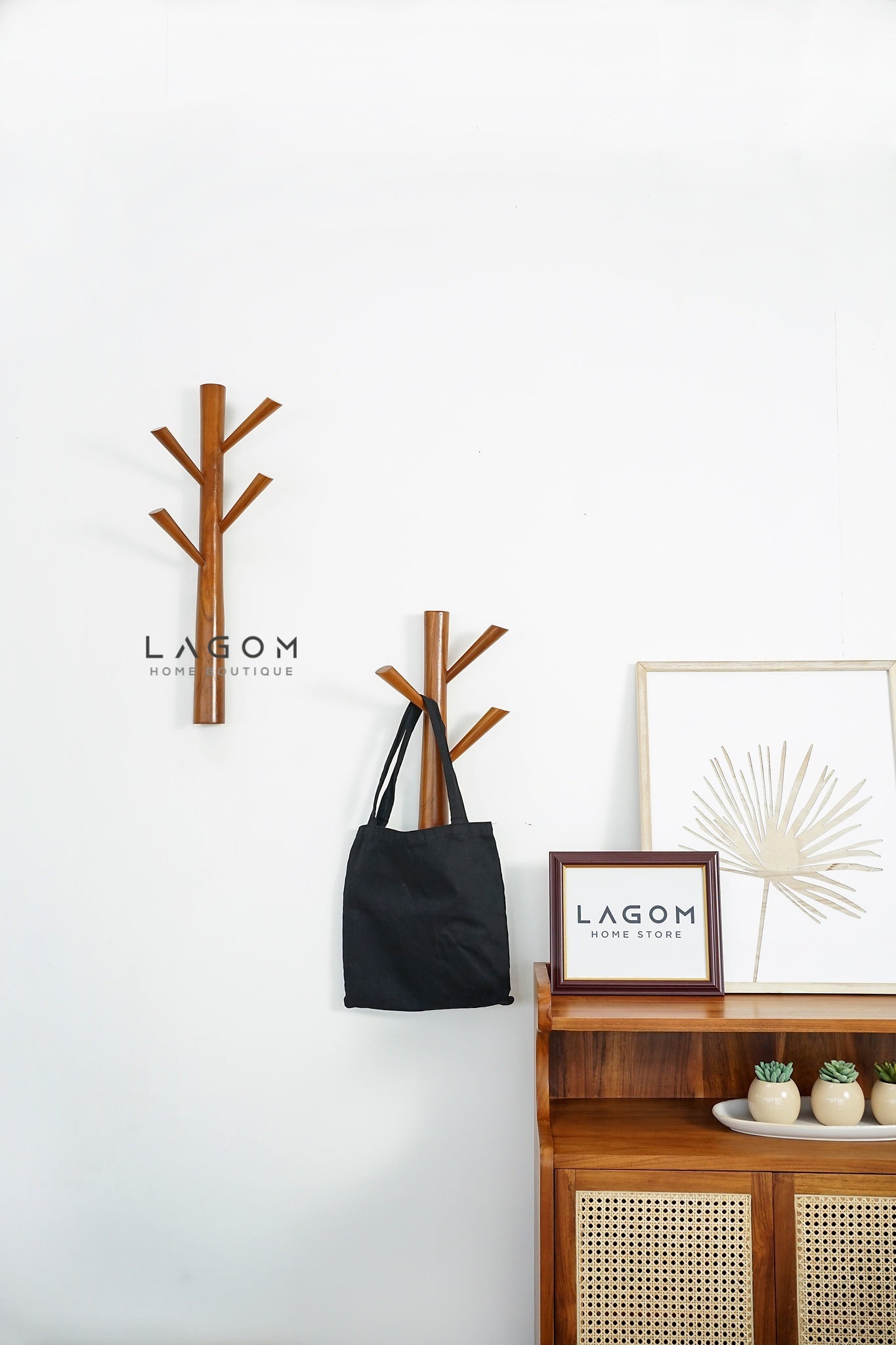 Branch - Shaped Teak Wall Hanger Set - Wall Coat Hanger - Lagom Home Boutique