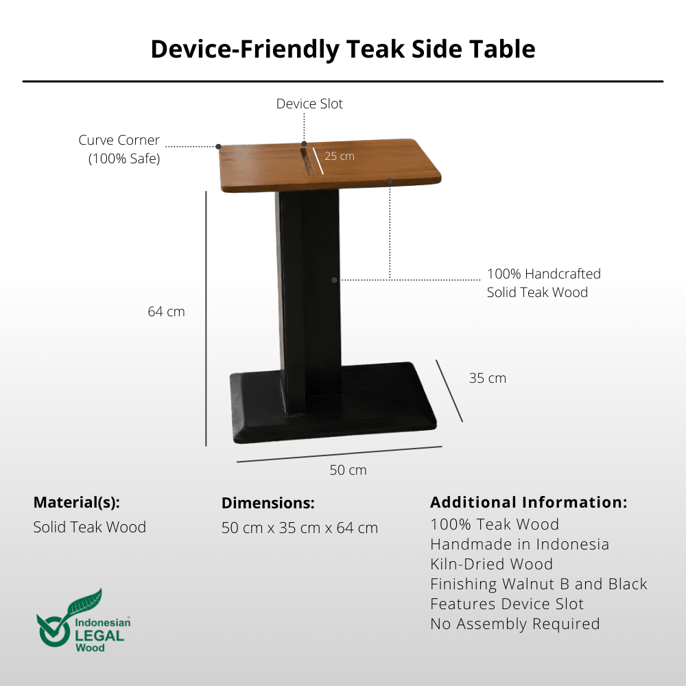 Device - Friendly Teak Side Table - Side Table - Lagom Home Boutique