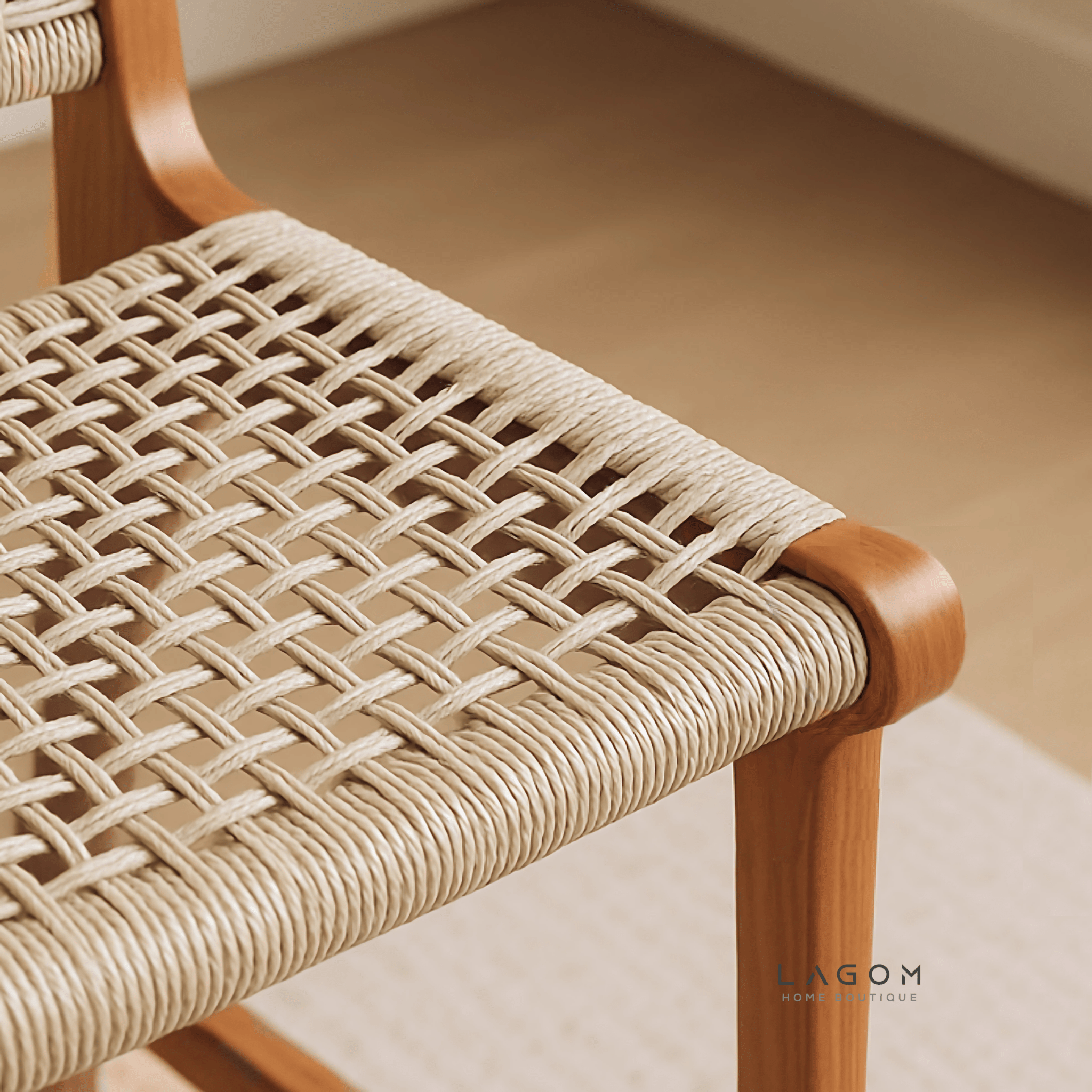 Exclusive Bar Stool in Teak Wood and Premium Loom - Bar Stool - Lagom Home Boutique