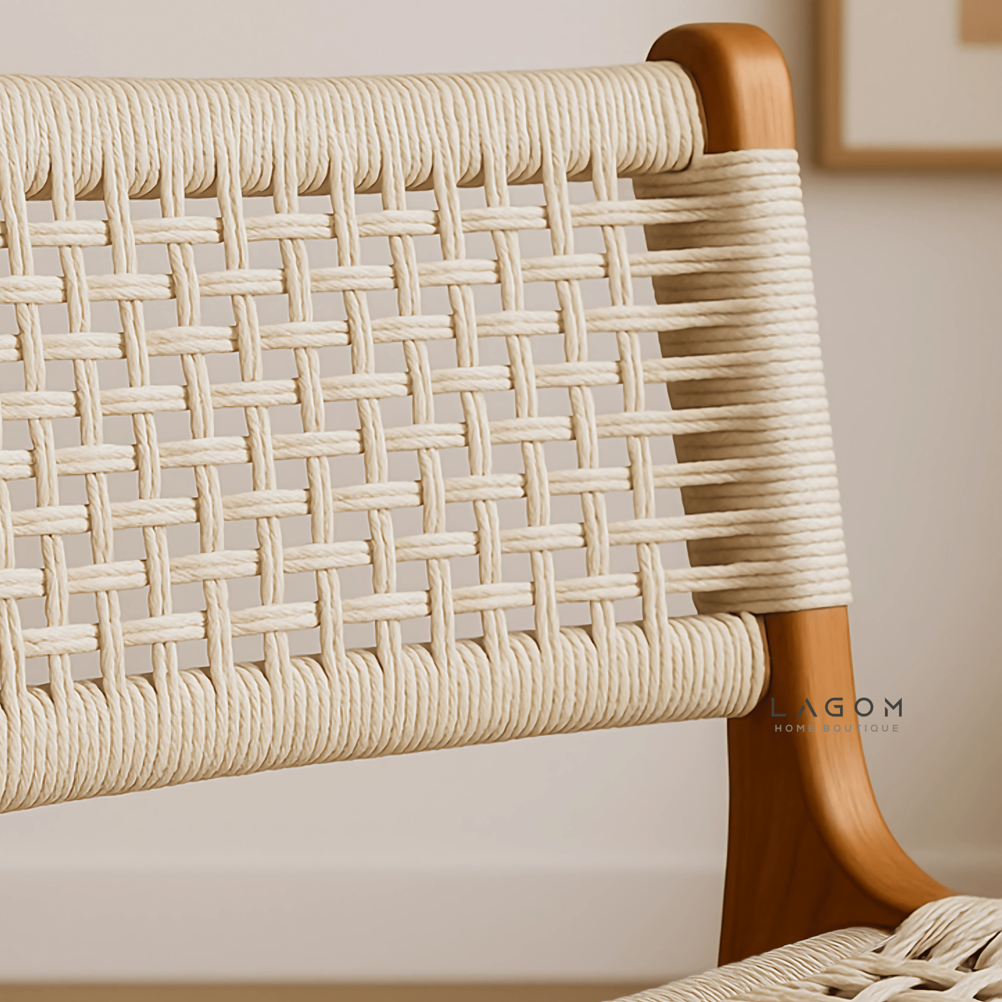 Exclusive Bar Stool in Teak Wood and Premium Loom - Bar Stool - Lagom Home Boutique