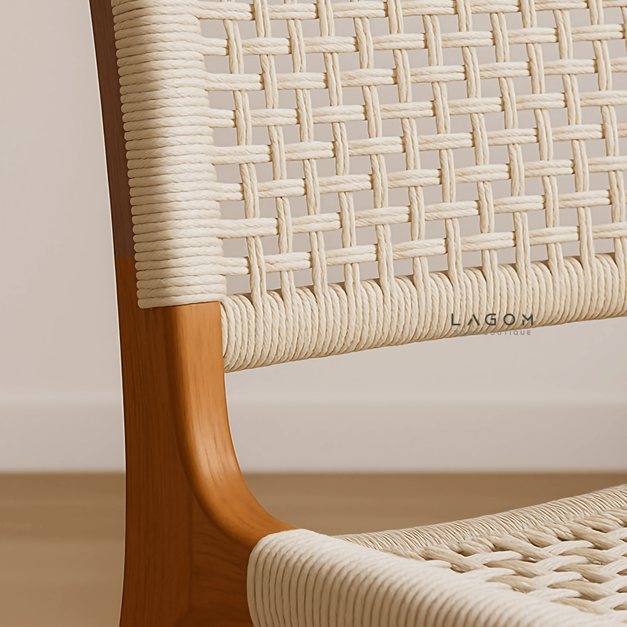 Exclusive Bar Stool in Teak Wood and Premium Loom - Bar Stool - Lagom Home Boutique