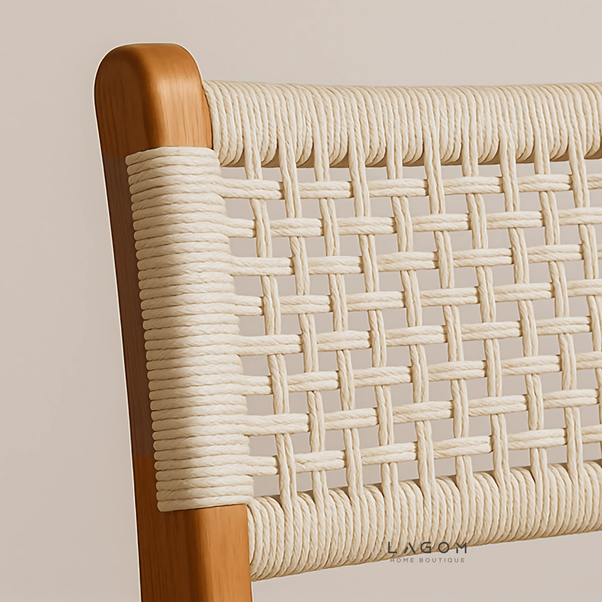 Exclusive Bar Stool in Teak Wood and Premium Loom - Bar Stool - Lagom Home Boutique