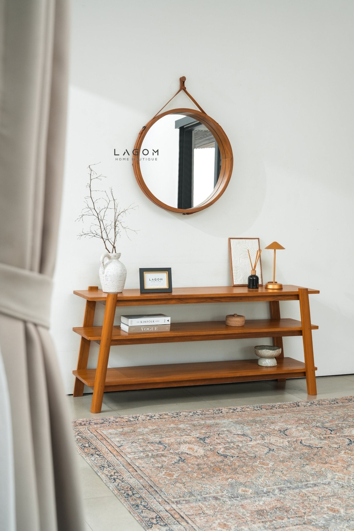 Exclusive Round Teak Hanging Mirror - Mirror - Lagom Home Boutique