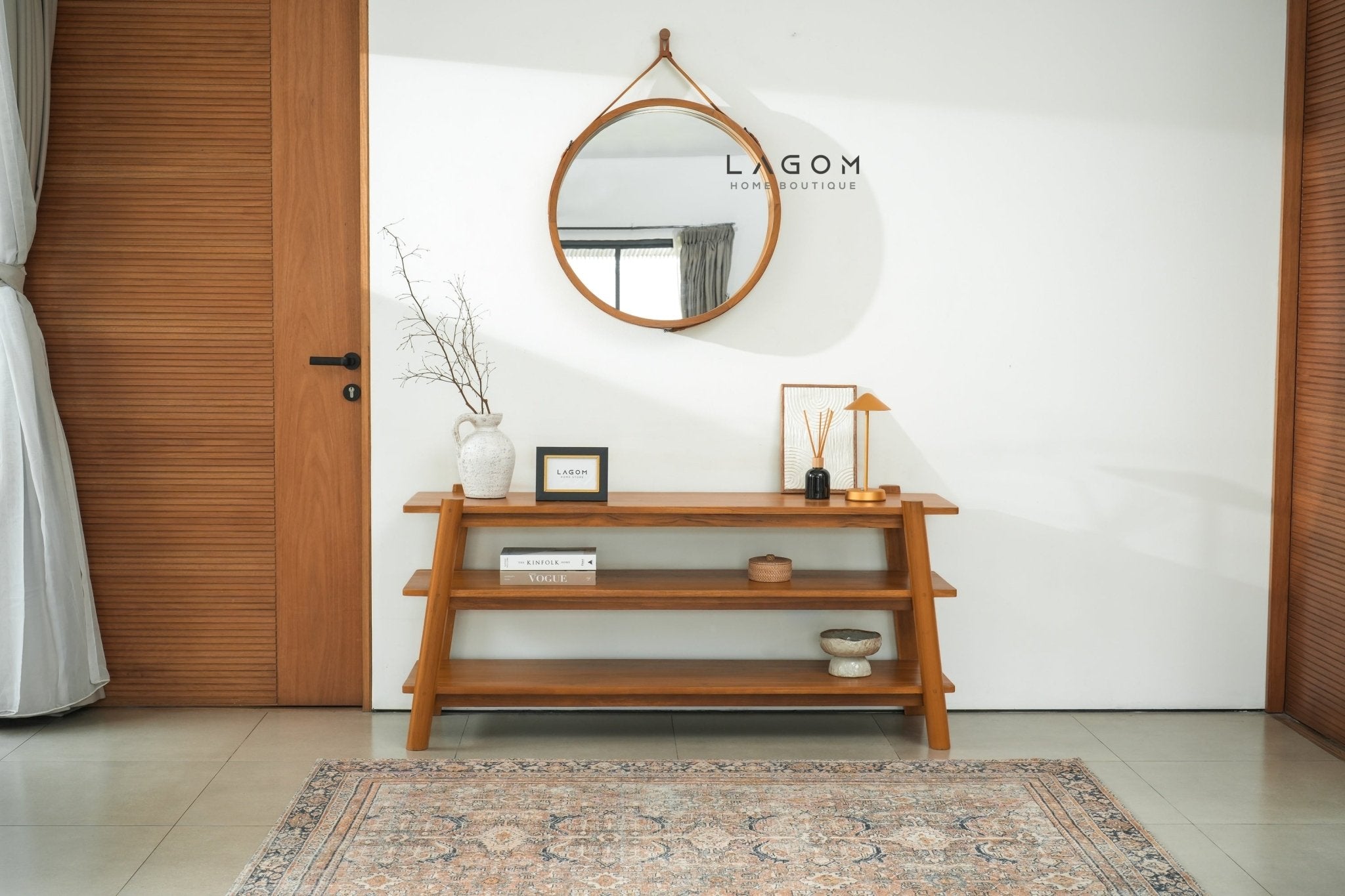 Exclusive Round Teak Hanging Mirror - Mirror - Lagom Home Boutique