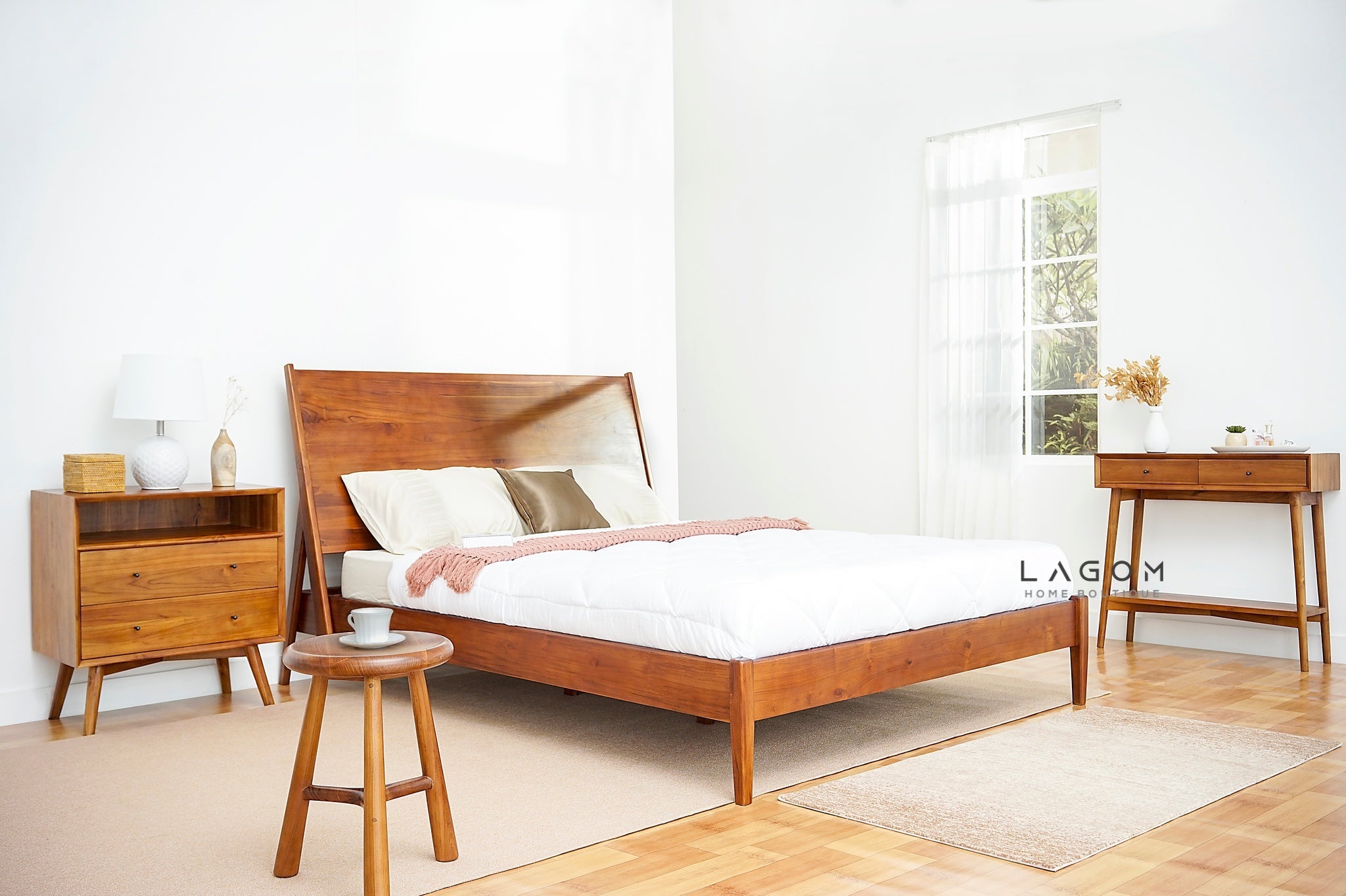 Exclusive Teak Wood Console Table with Drawers and Shelf - Console Table - Lagom Home Boutique