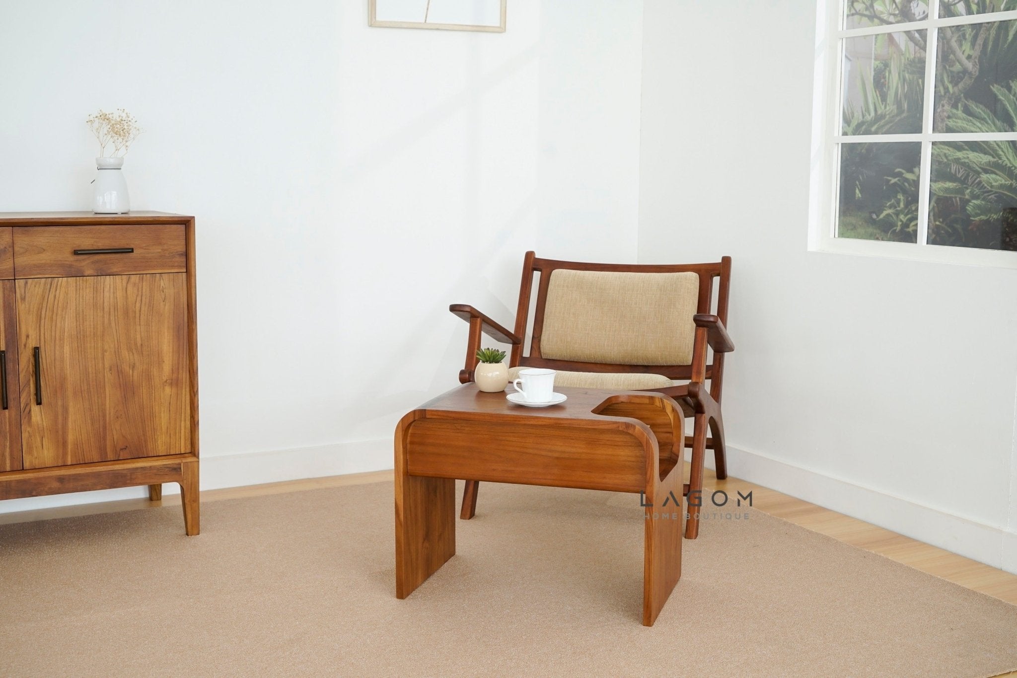 Exclusive Teak Wood Lounge Chair with Premium Cushion - Chair - Lagom Home Boutique