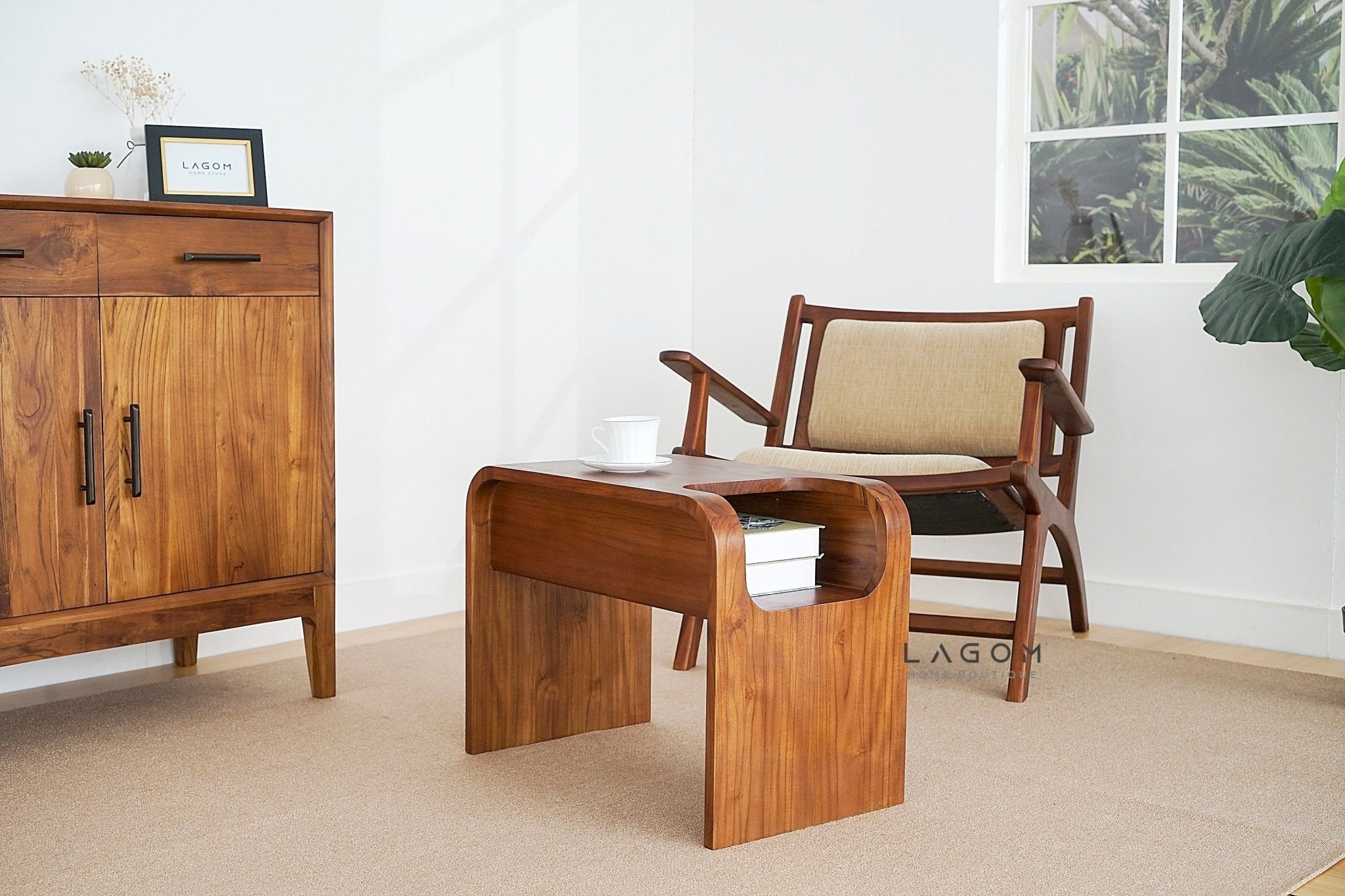 Exclusive Teak Wood Lounge Chair with Premium Cushion - Chair - Lagom Home Boutique
