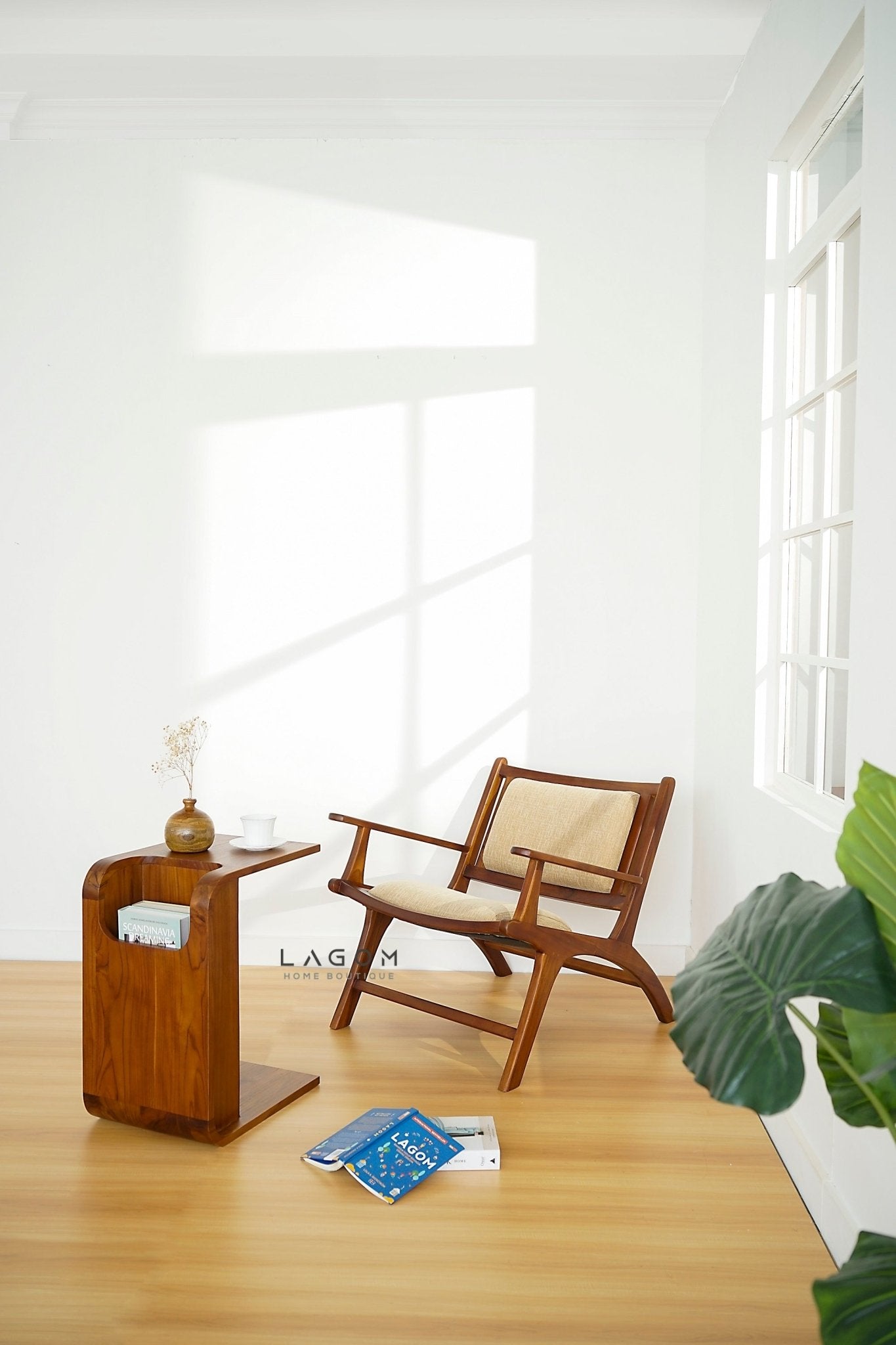 Exclusive Teak Wood Lounge Chair with Premium Cushion - Chair - Lagom Home Boutique