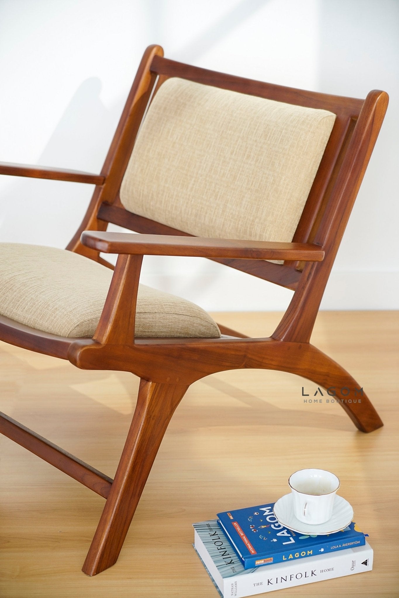 Exclusive Teak Wood Lounge Chair with Premium Cushion - Chair - Lagom Home Boutique