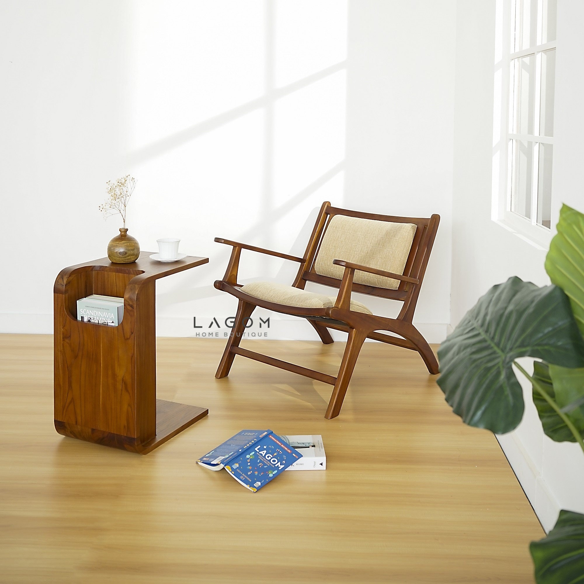 Exclusive Teak Wood Lounge Chair with Premium Cushion - Chair - Lagom Home Boutique