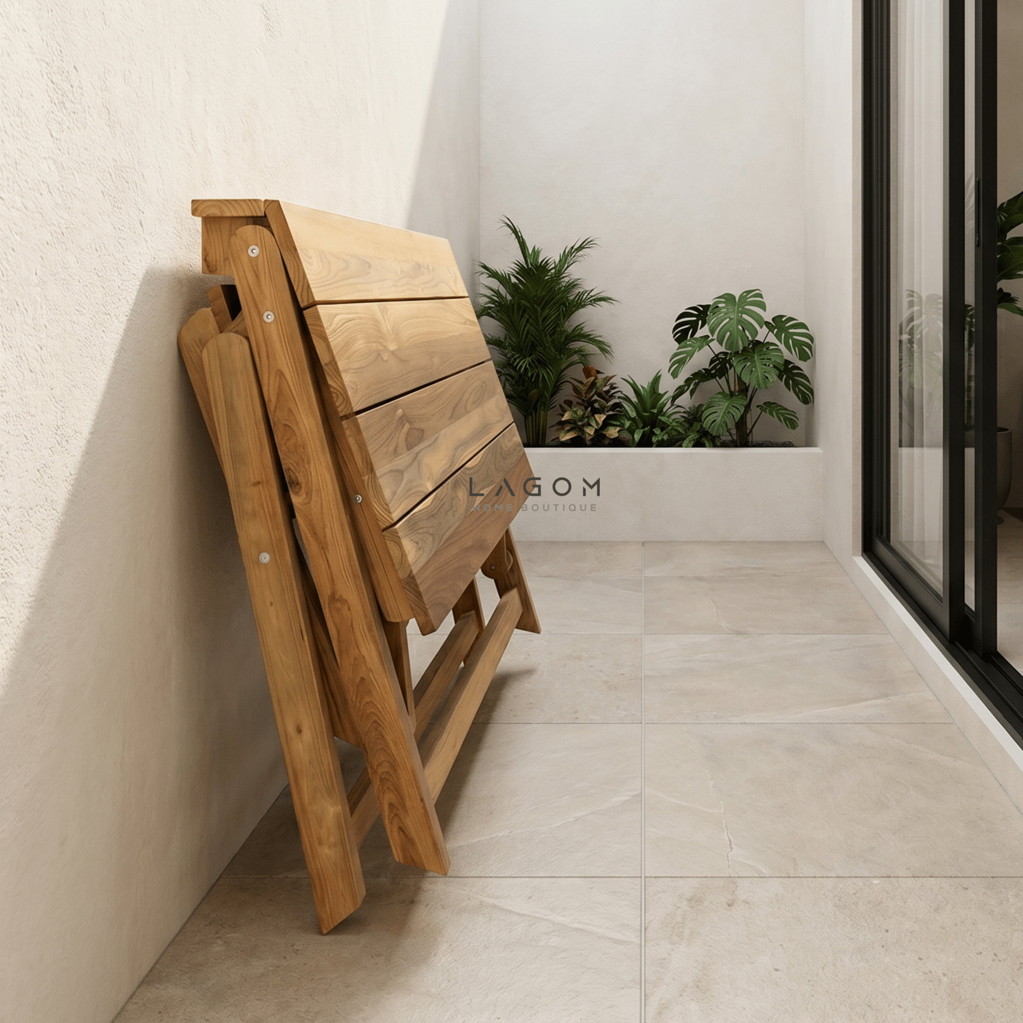 Foldable Outdoor Table with Built-In Bench — Quality Reclaimed Teak Wood-Outdoor Table-Lagom Home Boutique