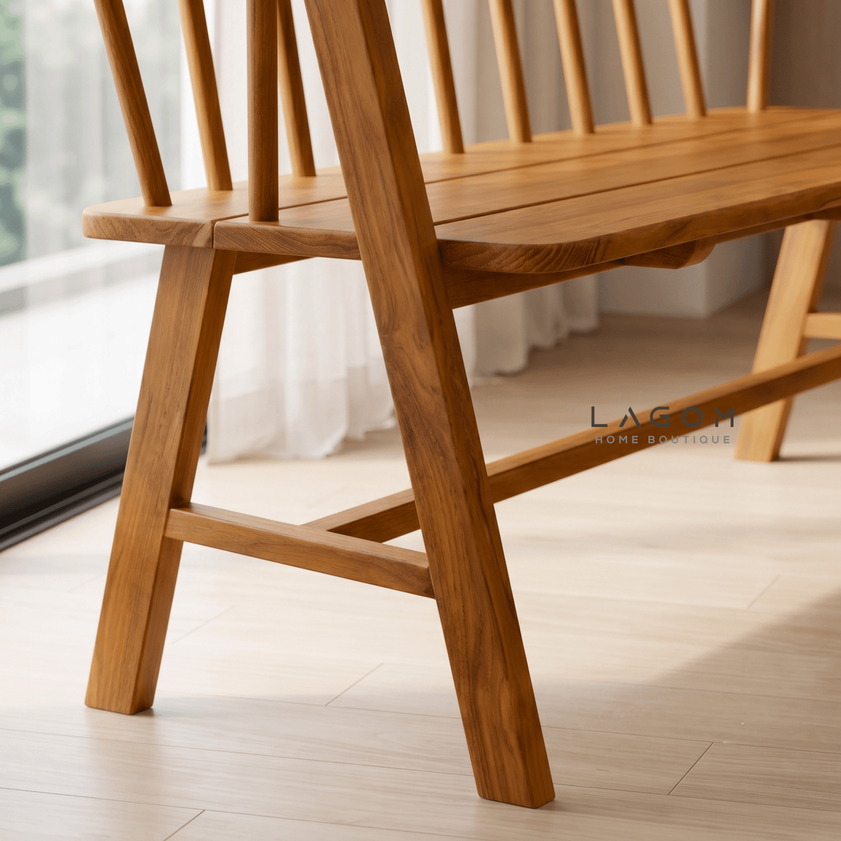 Indoor/Semi-Outdoor Teak Bench-Bench-Lagom Home Boutique