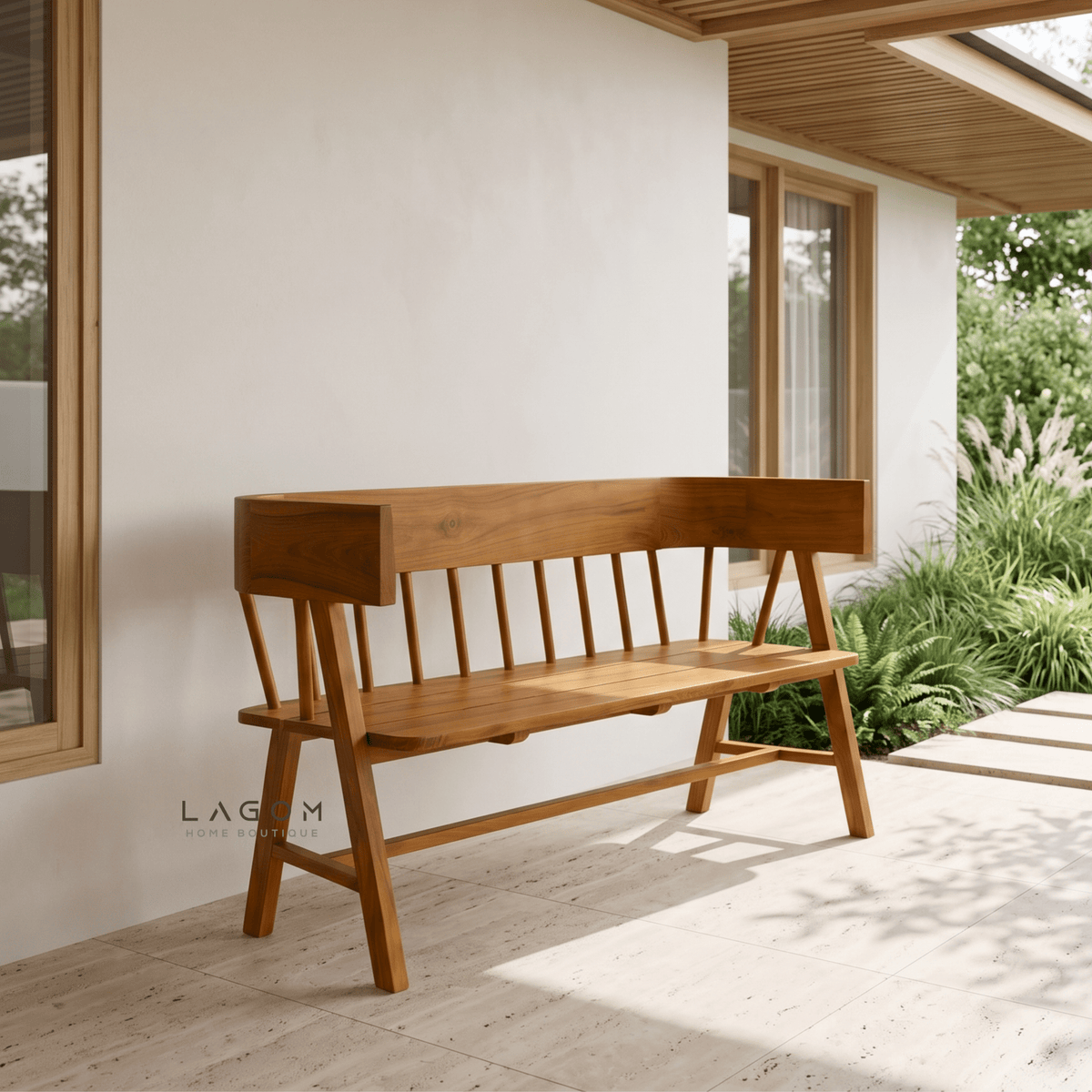 Indoor/Semi-Outdoor Teak Bench-Bench-Lagom Home Boutique