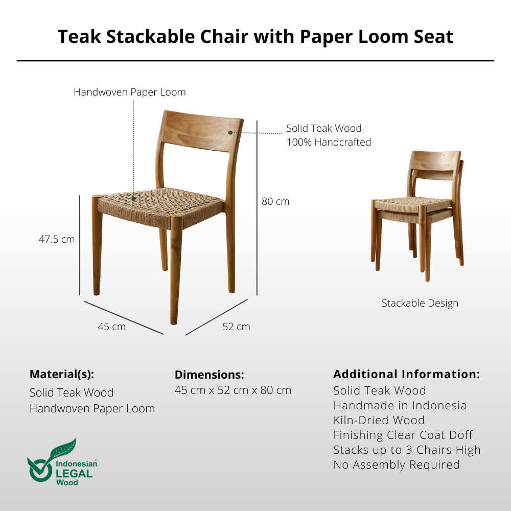 Minimalist Chair in Teak & Paper Loom