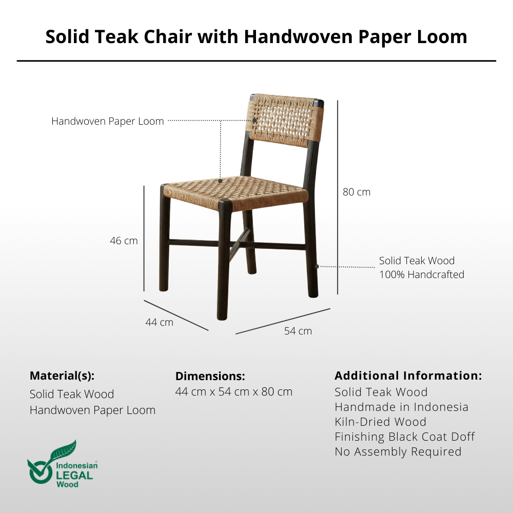 Solid Teak Chair with Handwoven Paper Loom