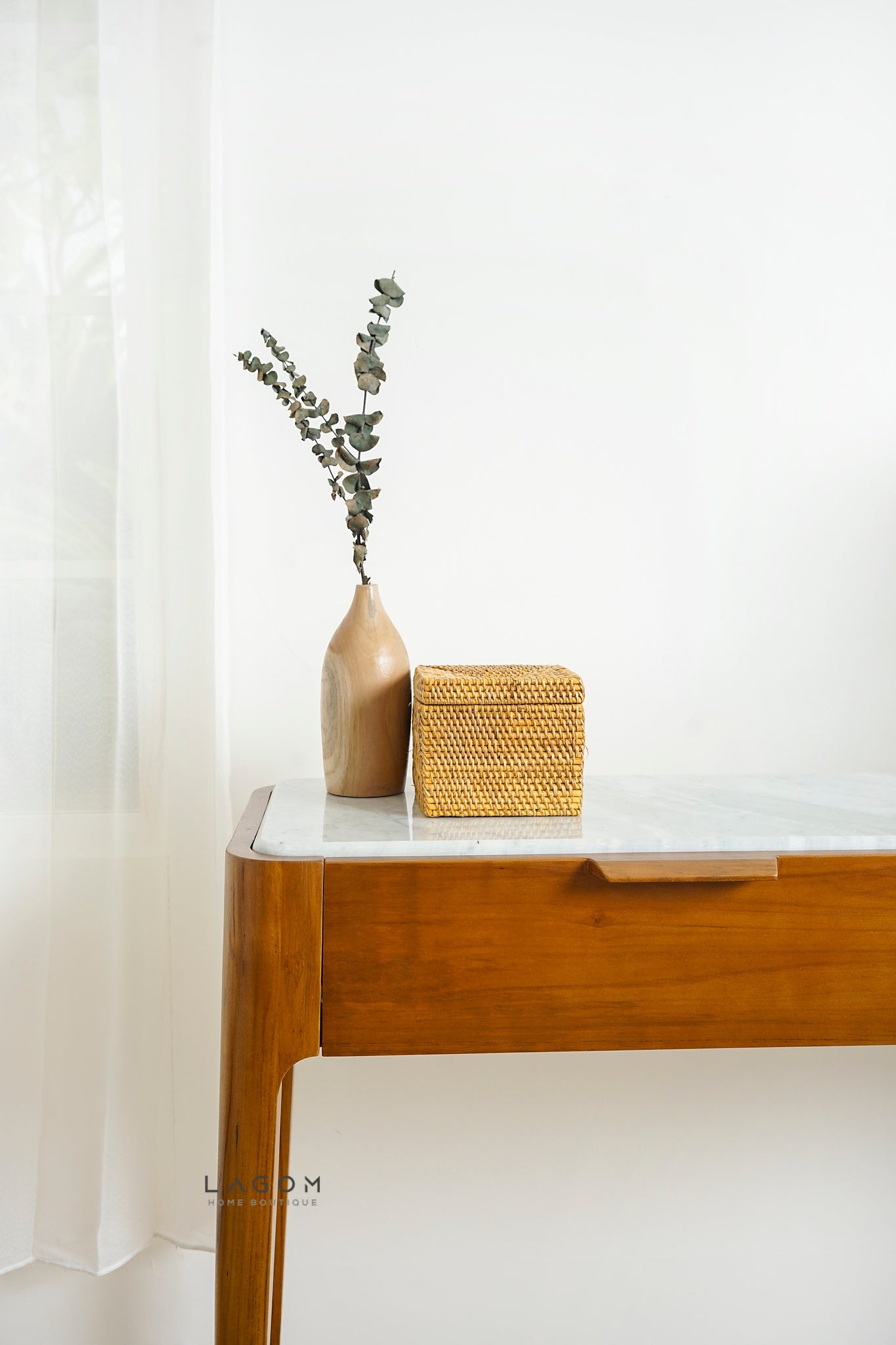 Luxurious Teak Console Table with Marble Accent - Console Table - Lagom Home Boutique