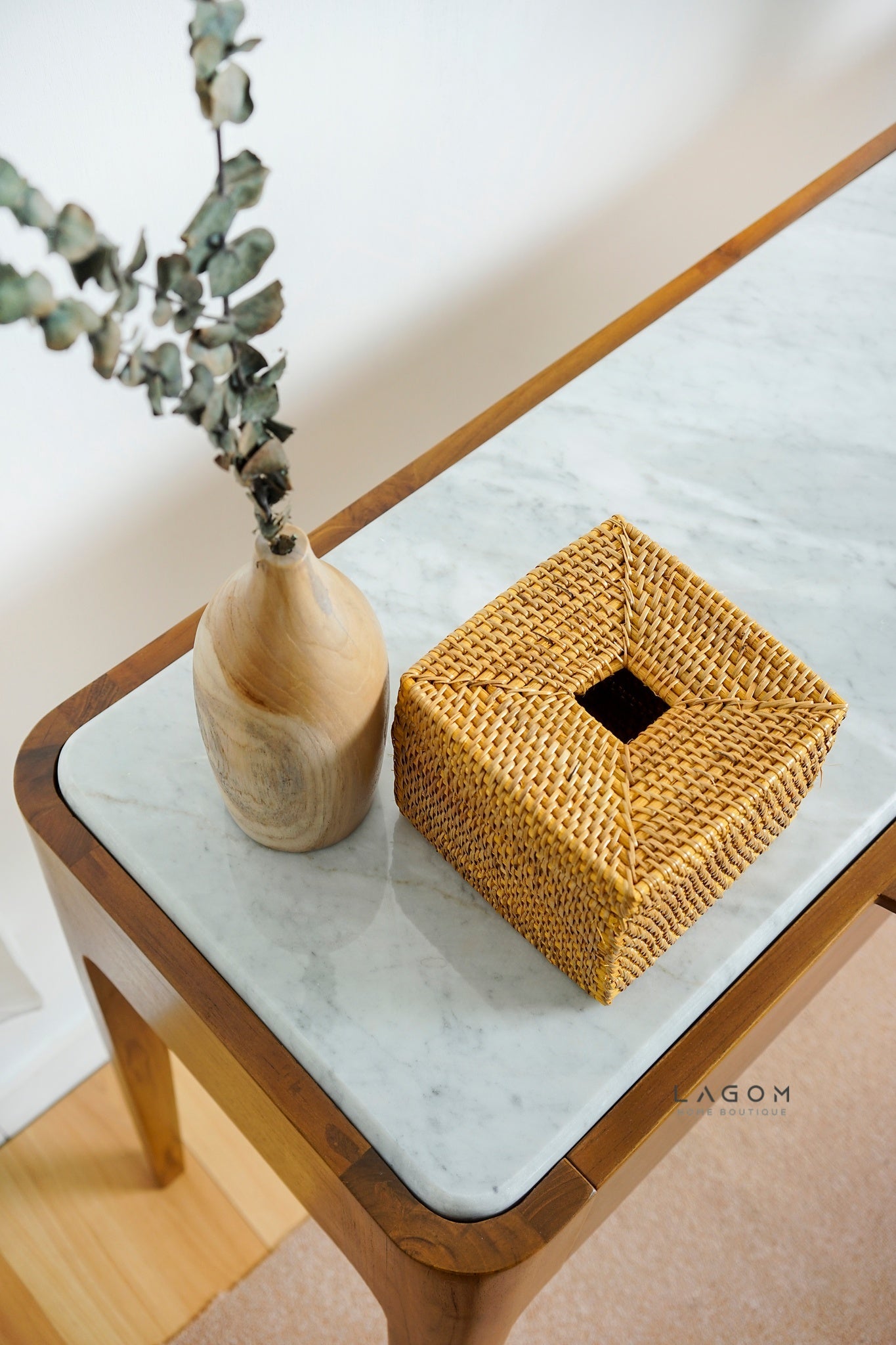 Luxurious Teak Console Table with Marble Accent - Console Table - Lagom Home Boutique