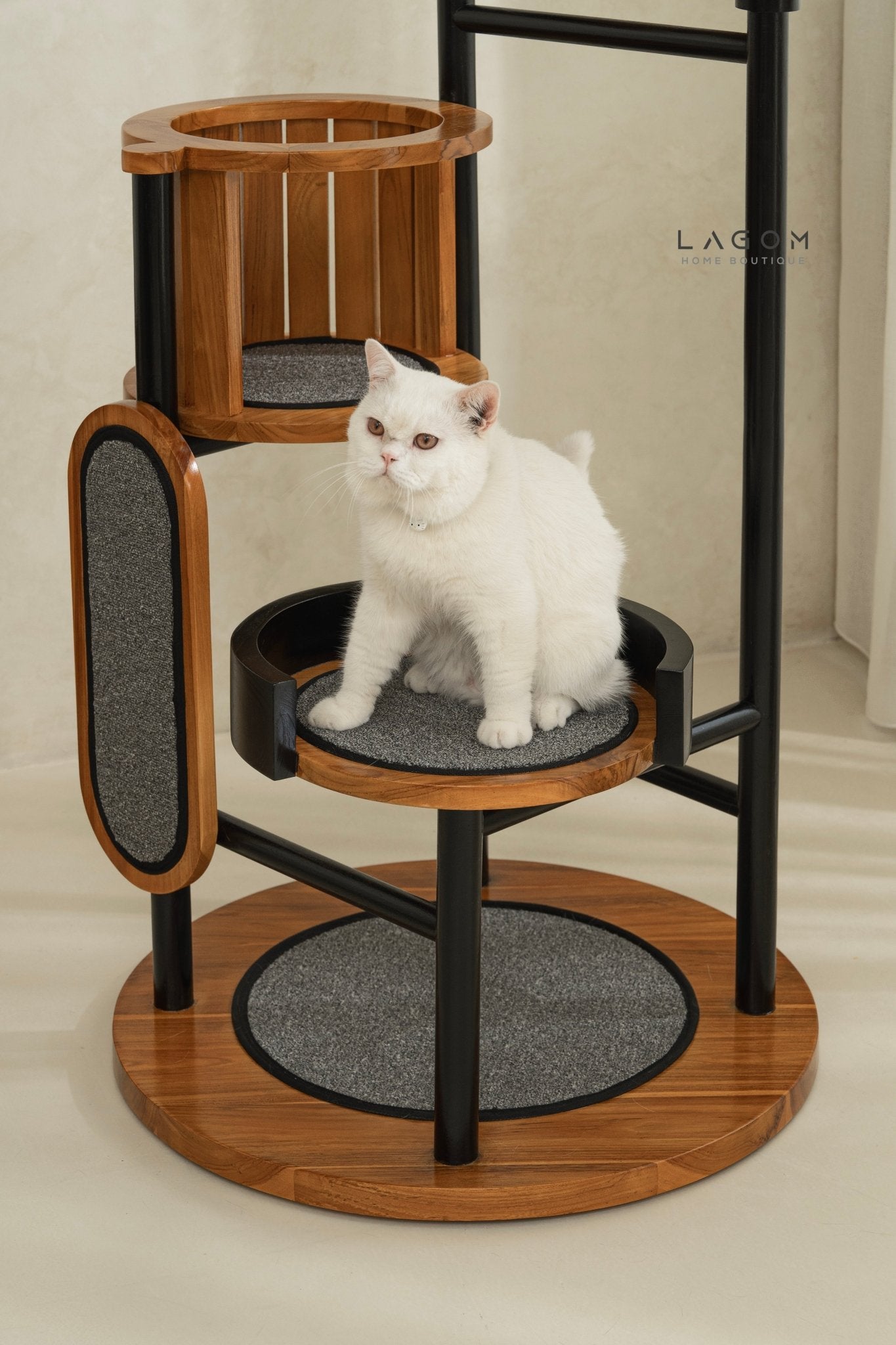 Luxury Cat Tree in Solid Teak Wood - Cat Tree - Lagom Home Boutique