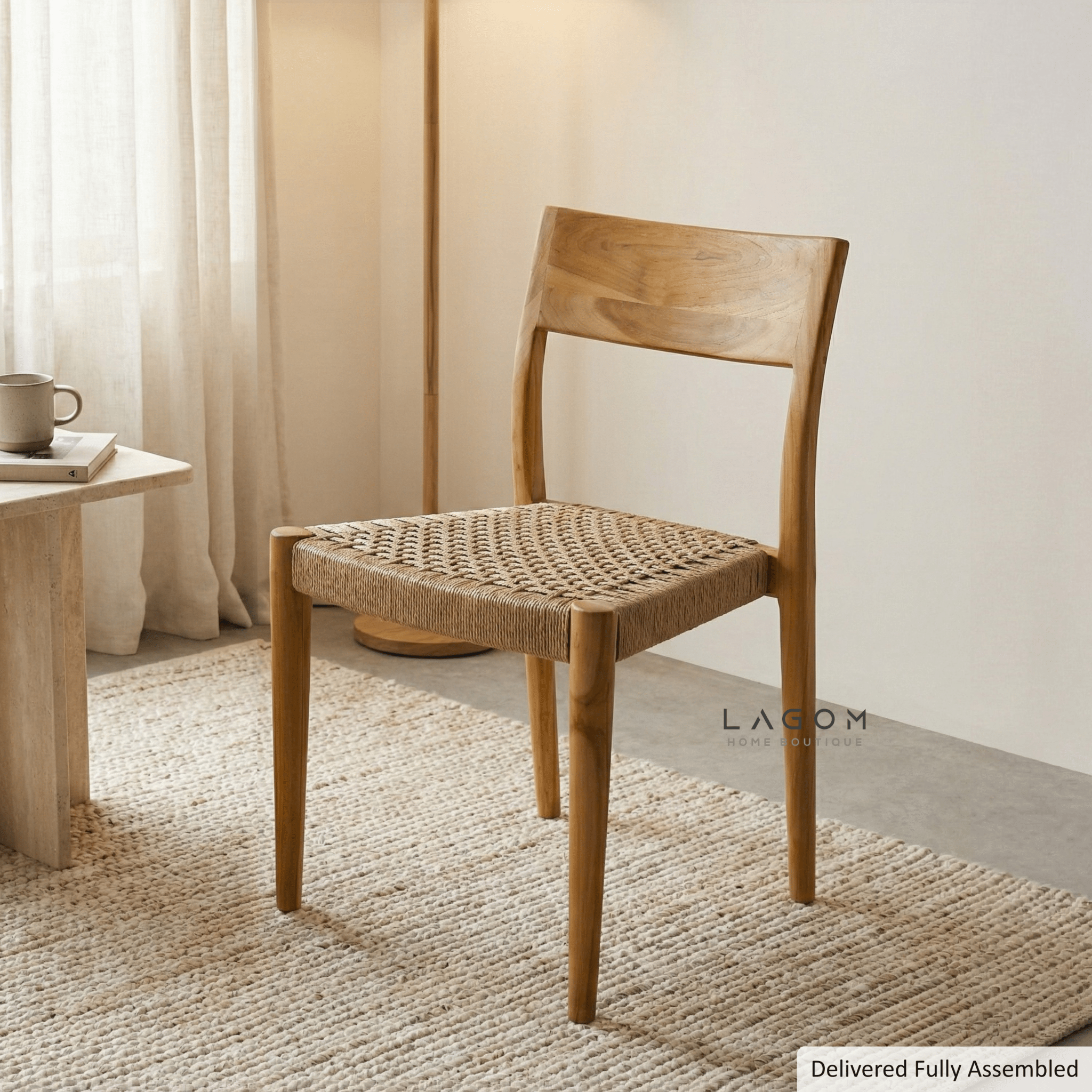 Minimalist Chair in Teak & Paper Loom - Chair - Lagom Home Boutique
