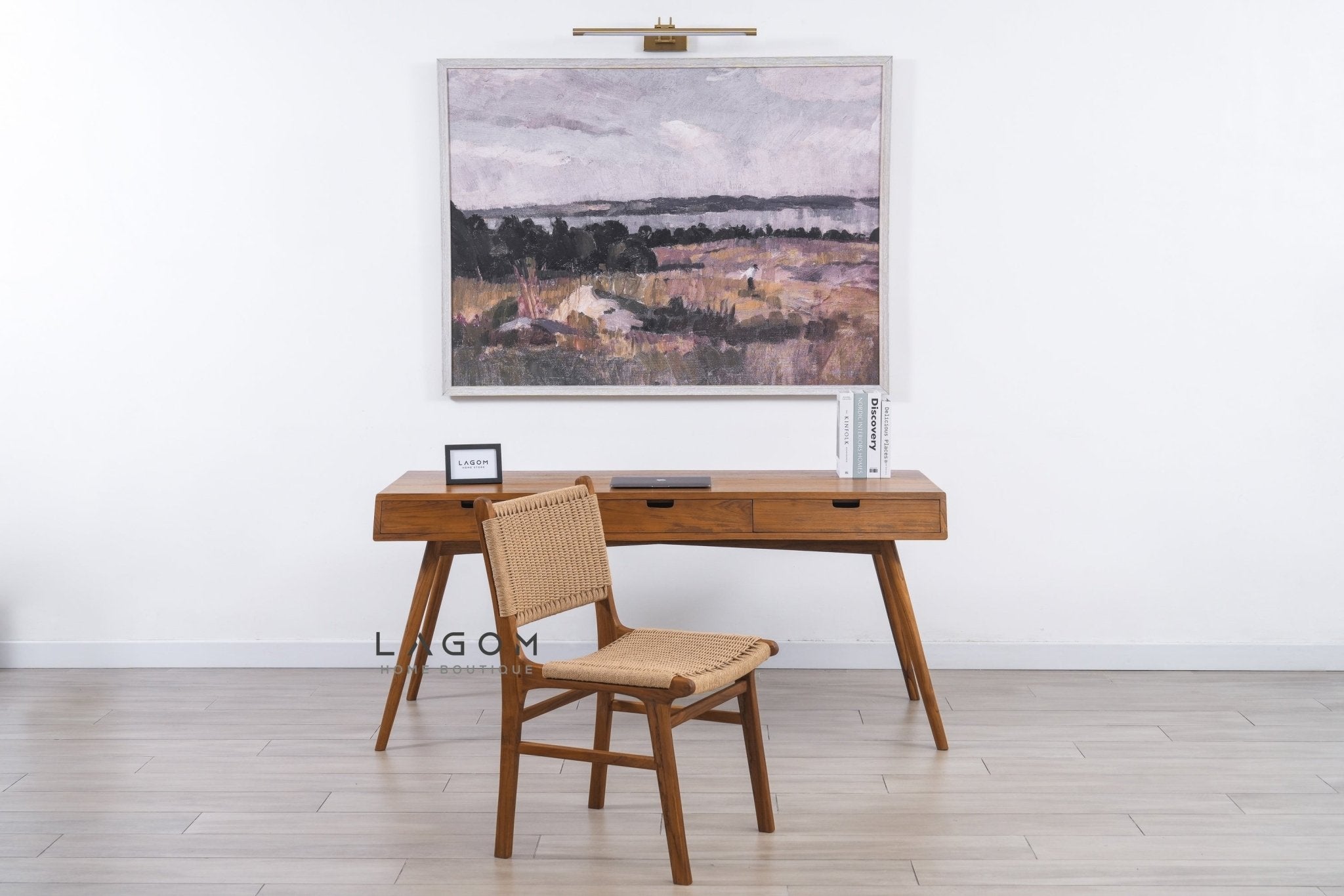 Minimalist Desk in Solid Teak Wood - Desk - Lagom Home Boutique