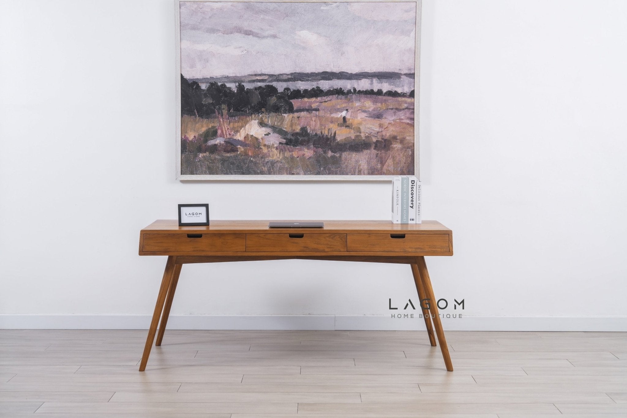 Minimalist Desk in Solid Teak Wood - Desk - Lagom Home Boutique