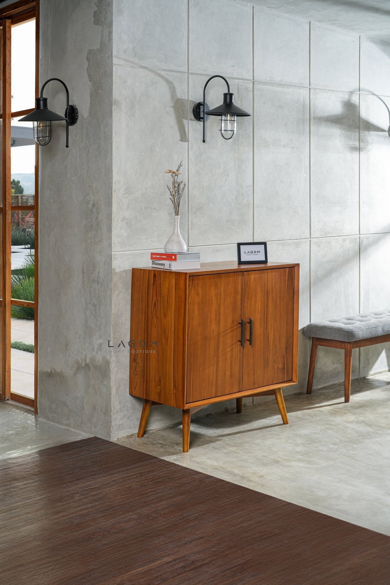 Minimalist Solid Teak Buffet with 2 Doors - Buffet - Lagom Home Boutique