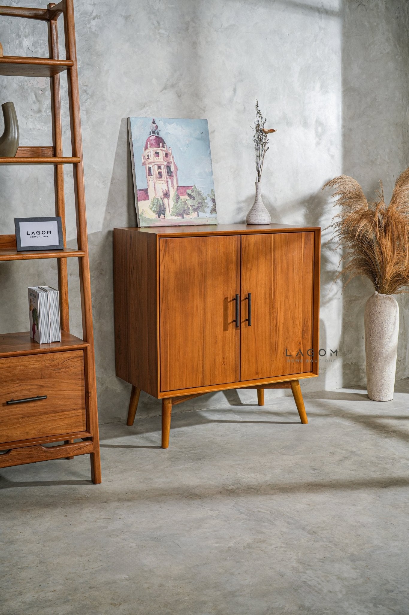 Minimalist Solid Teak Buffet with 2 Doors - Buffet - Lagom Home Boutique