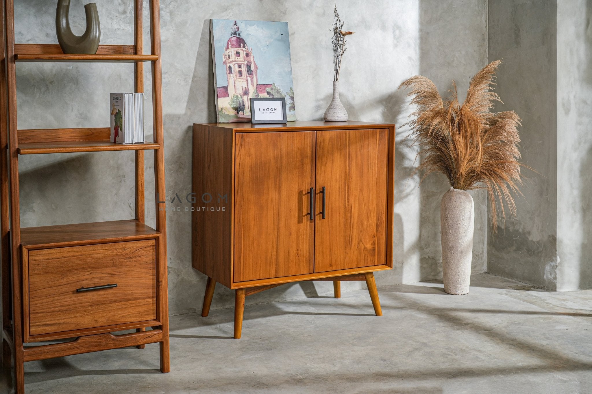 Minimalist Solid Teak Buffet with 2 Doors - Buffet - Lagom Home Boutique